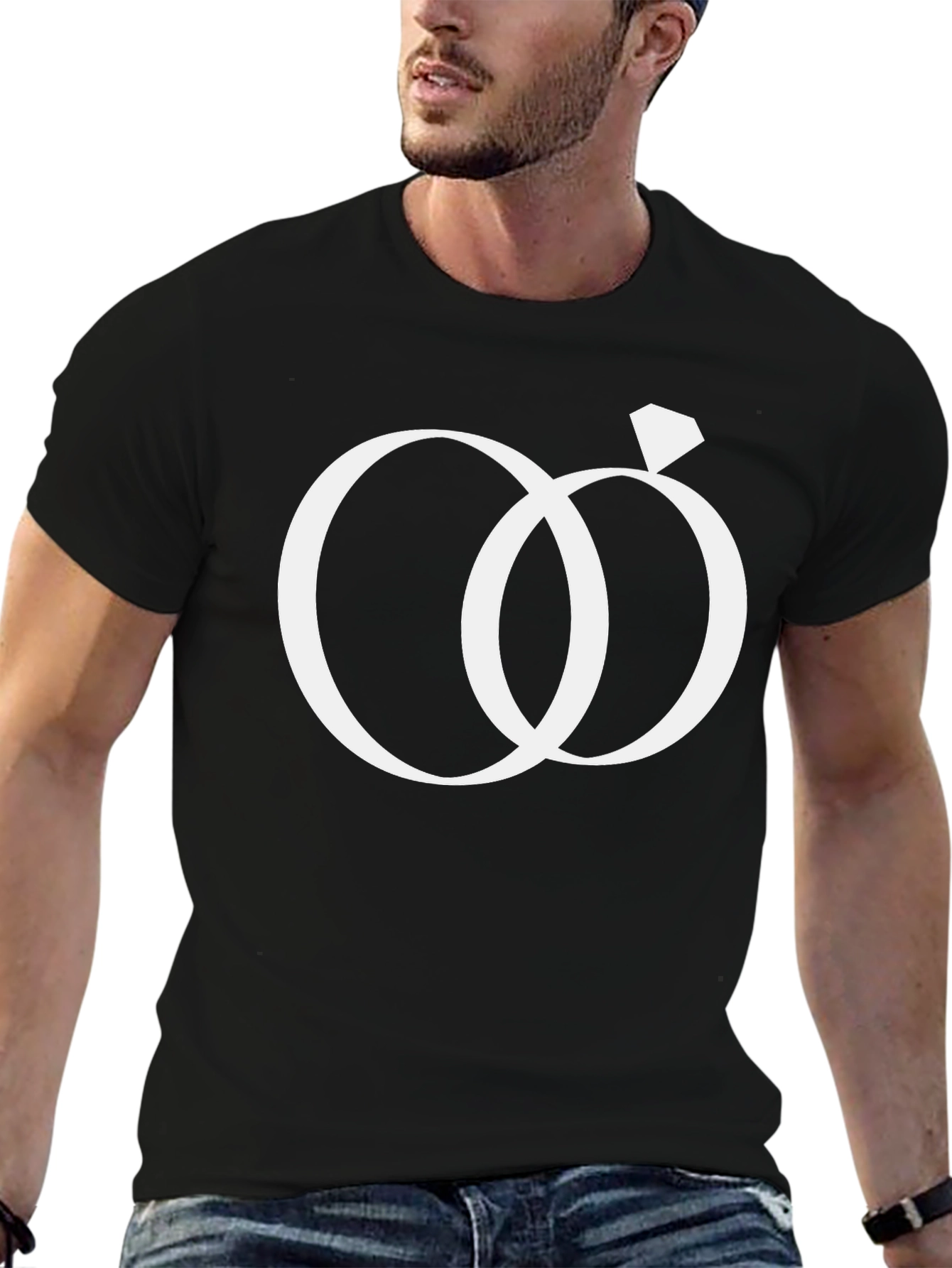 Interlocked Wedding Rings Graphic Tee - Black