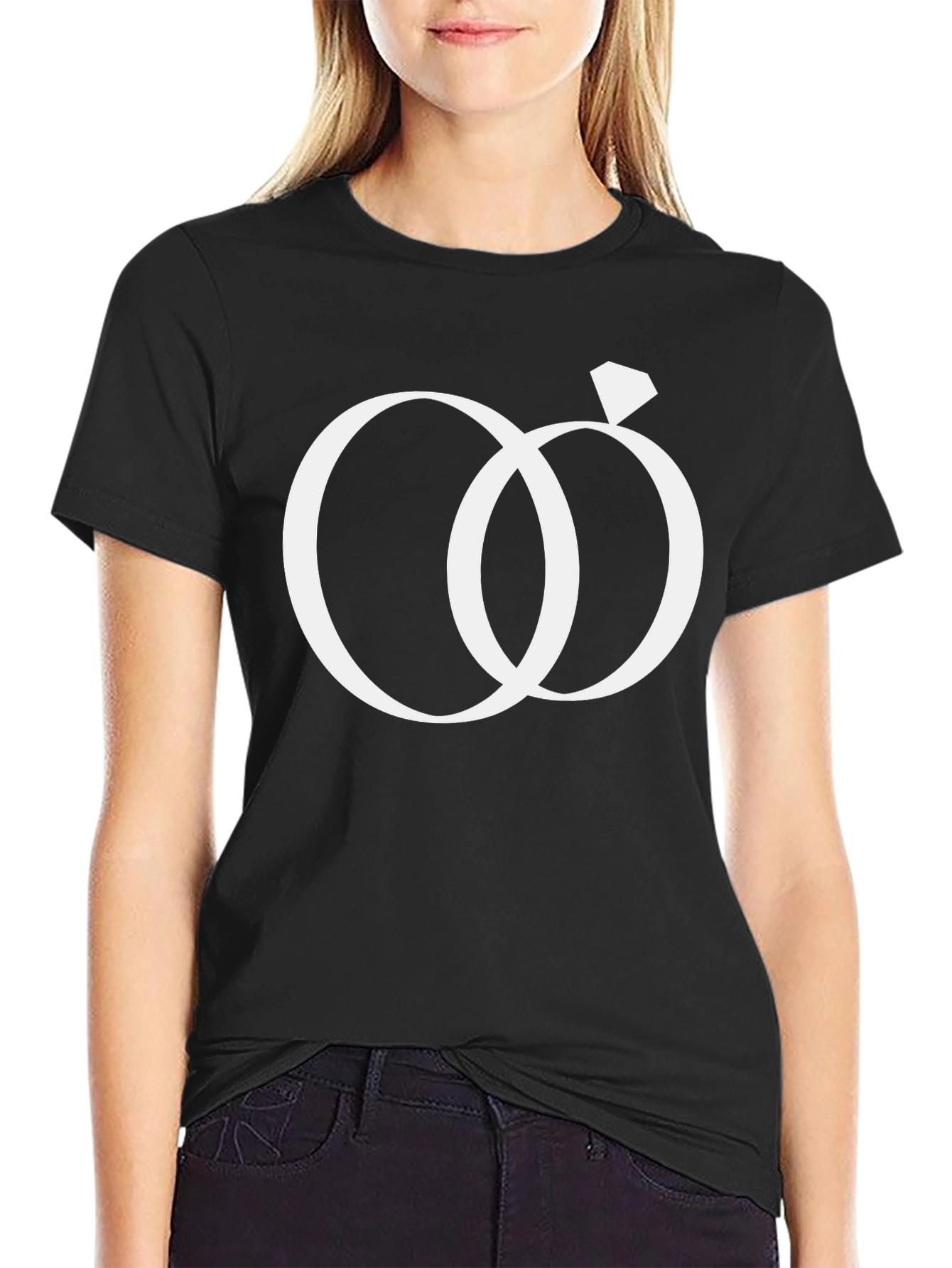 Interlocked Wedding Rings Graphic Tee - Black