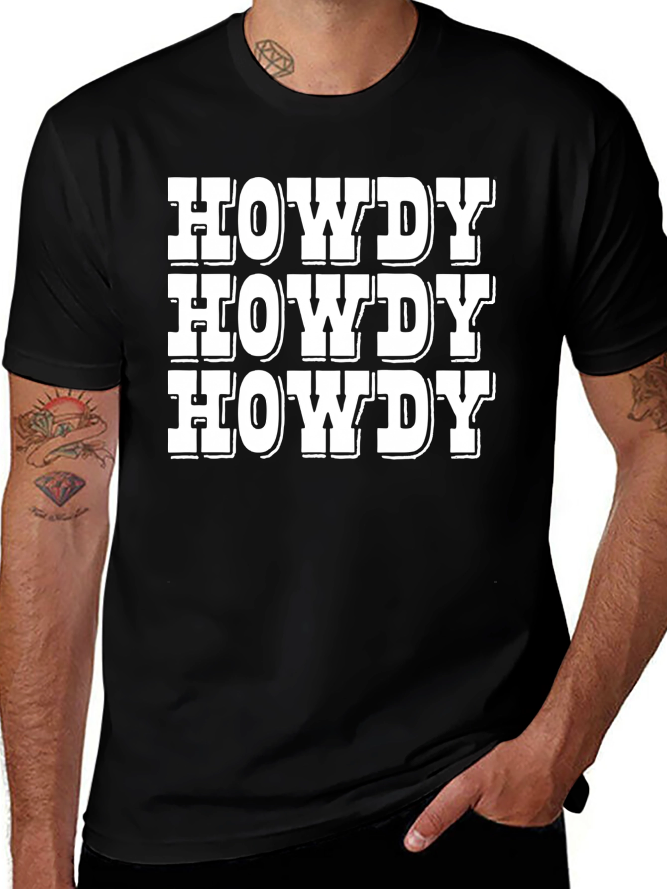 Howdy T-Shirt - Black Casual Western