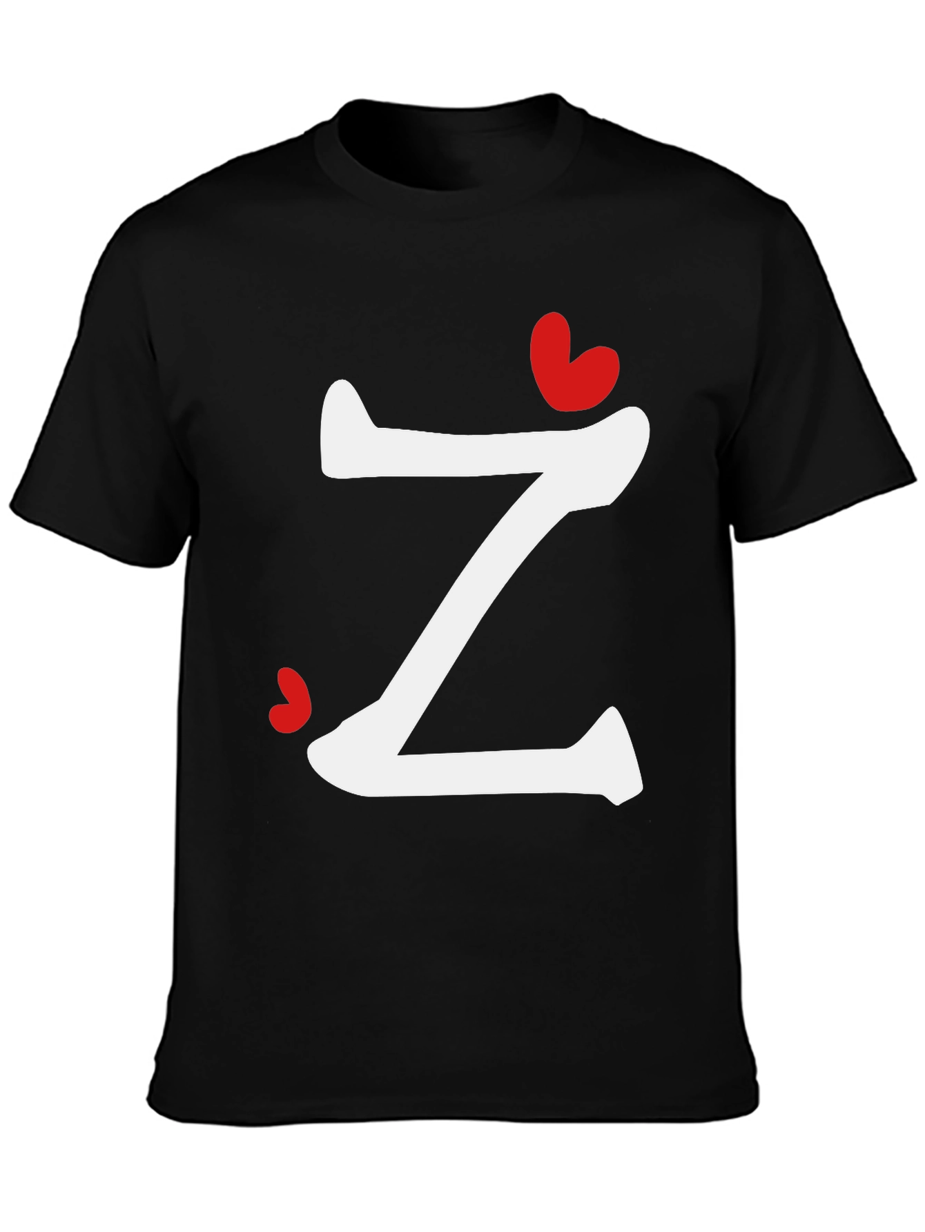 Letter Z Heart Graphic T-Shirt - Modern Casual Tee
