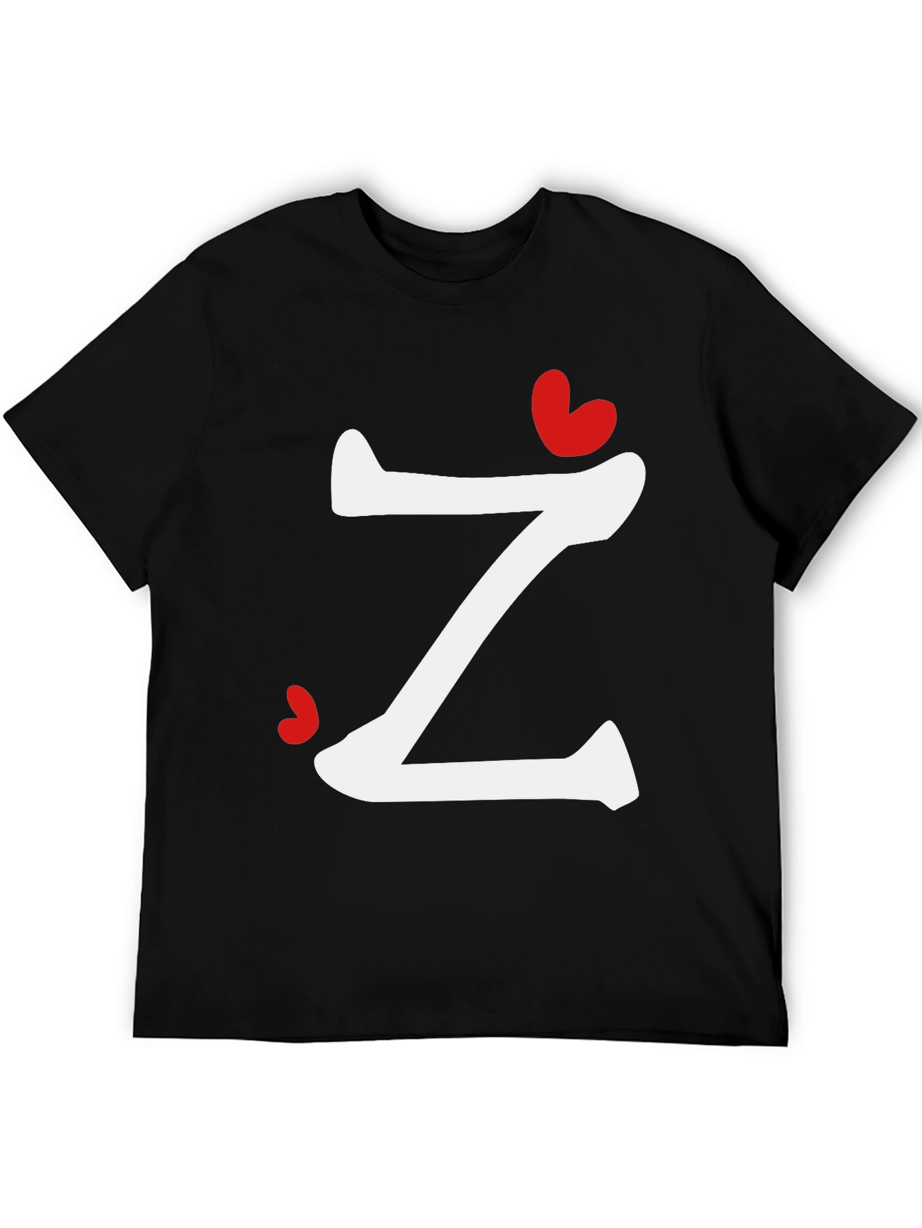 Letter Z Heart Graphic T-Shirt - Modern Casual Tee