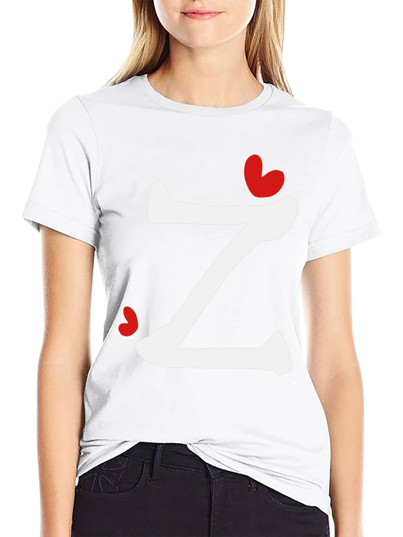 Letter Z Heart Graphic T-Shirt - Modern Casual Tee