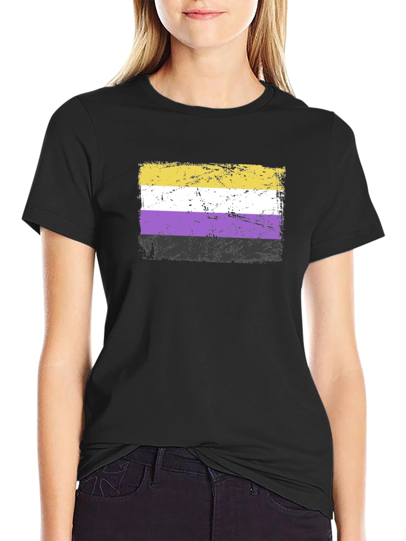 Nonbinary Pride Flag T-Shirt - Grunge Style