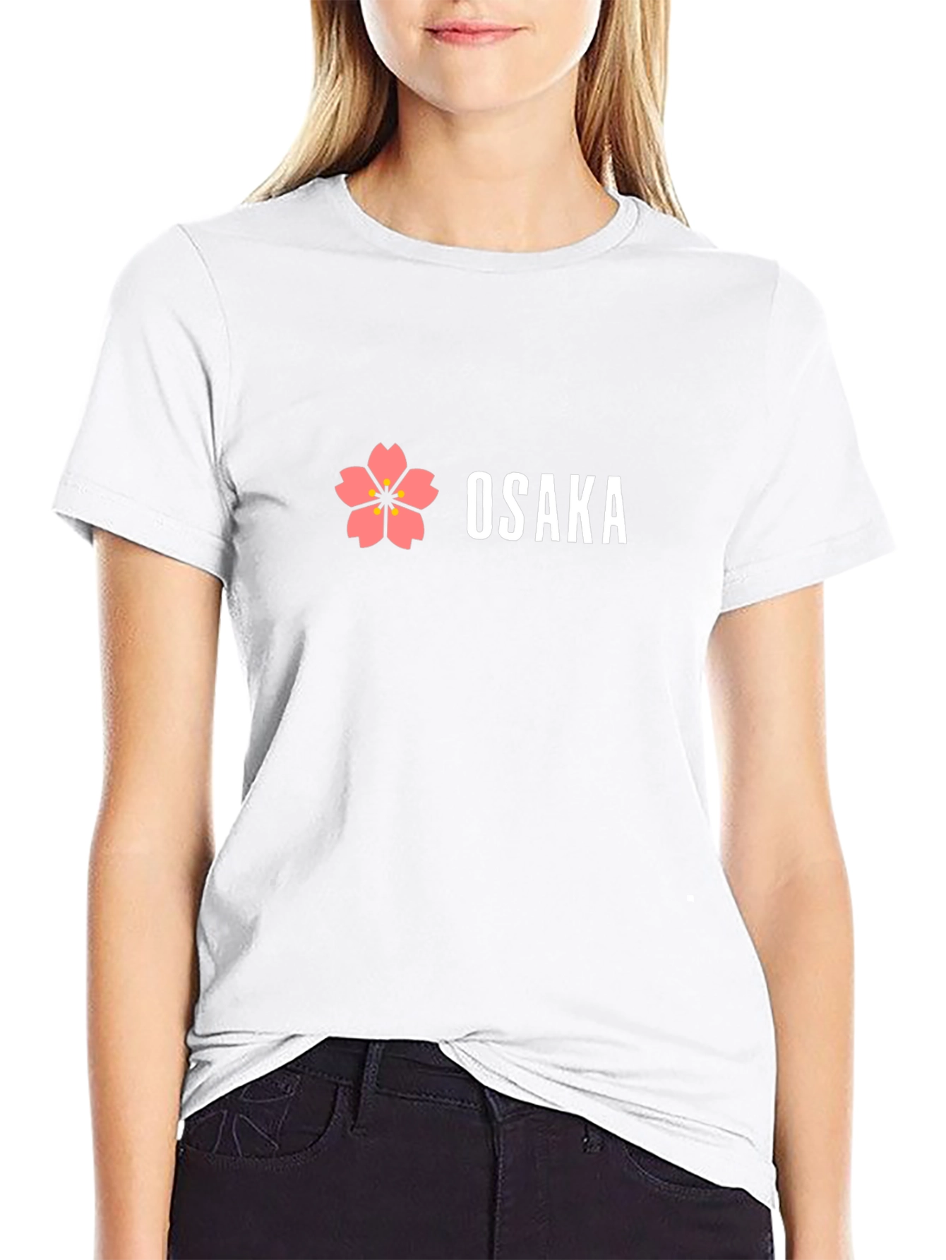 Osaka Flower Graphic Black T-Shirt