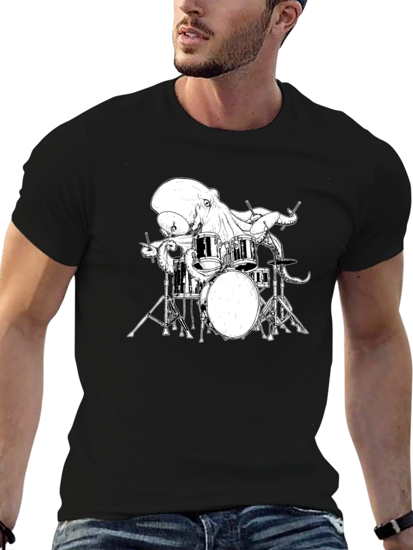 Octopus Drummer Graphic T-Shirt