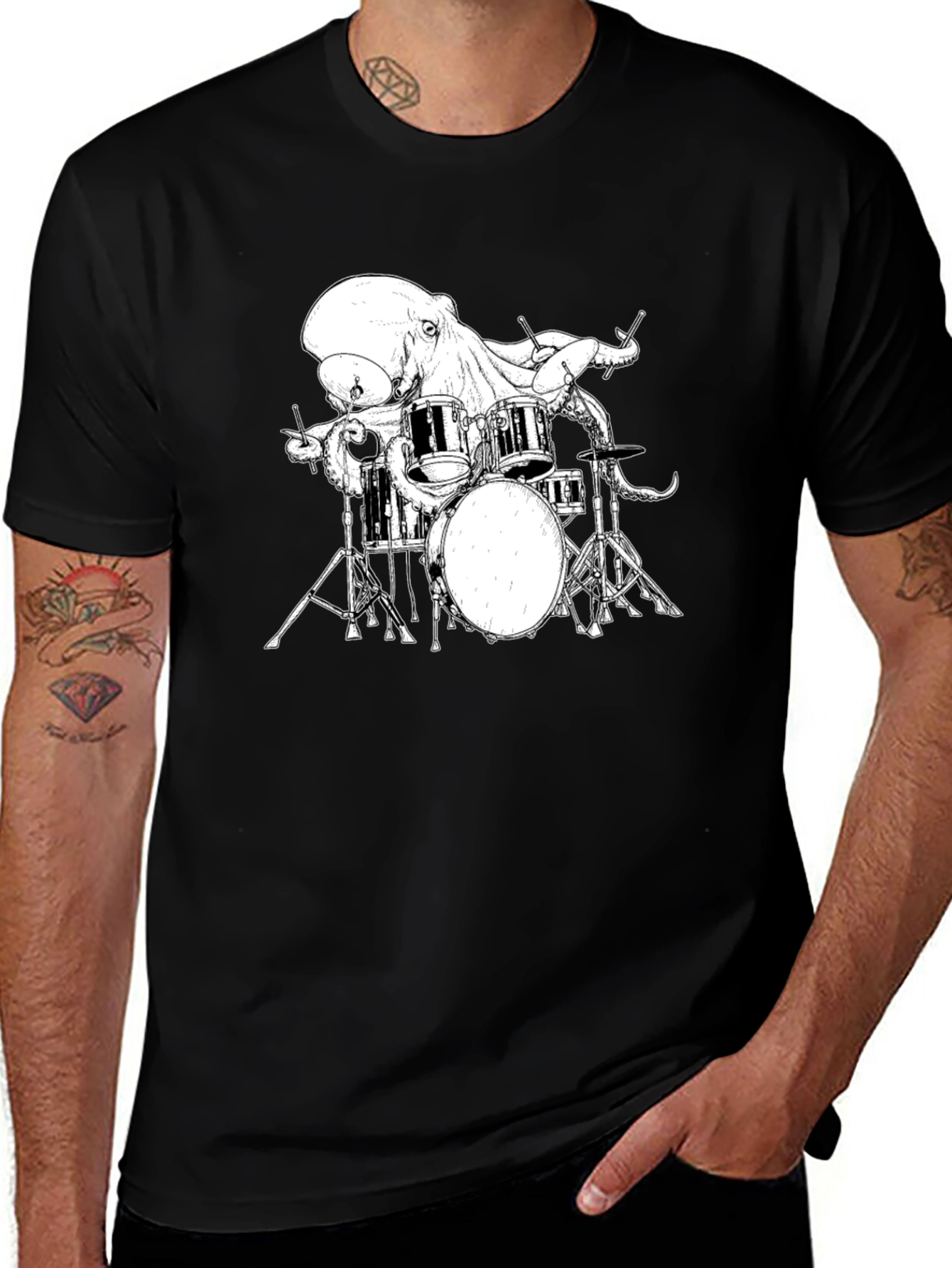 Octopus Drummer Graphic T-Shirt