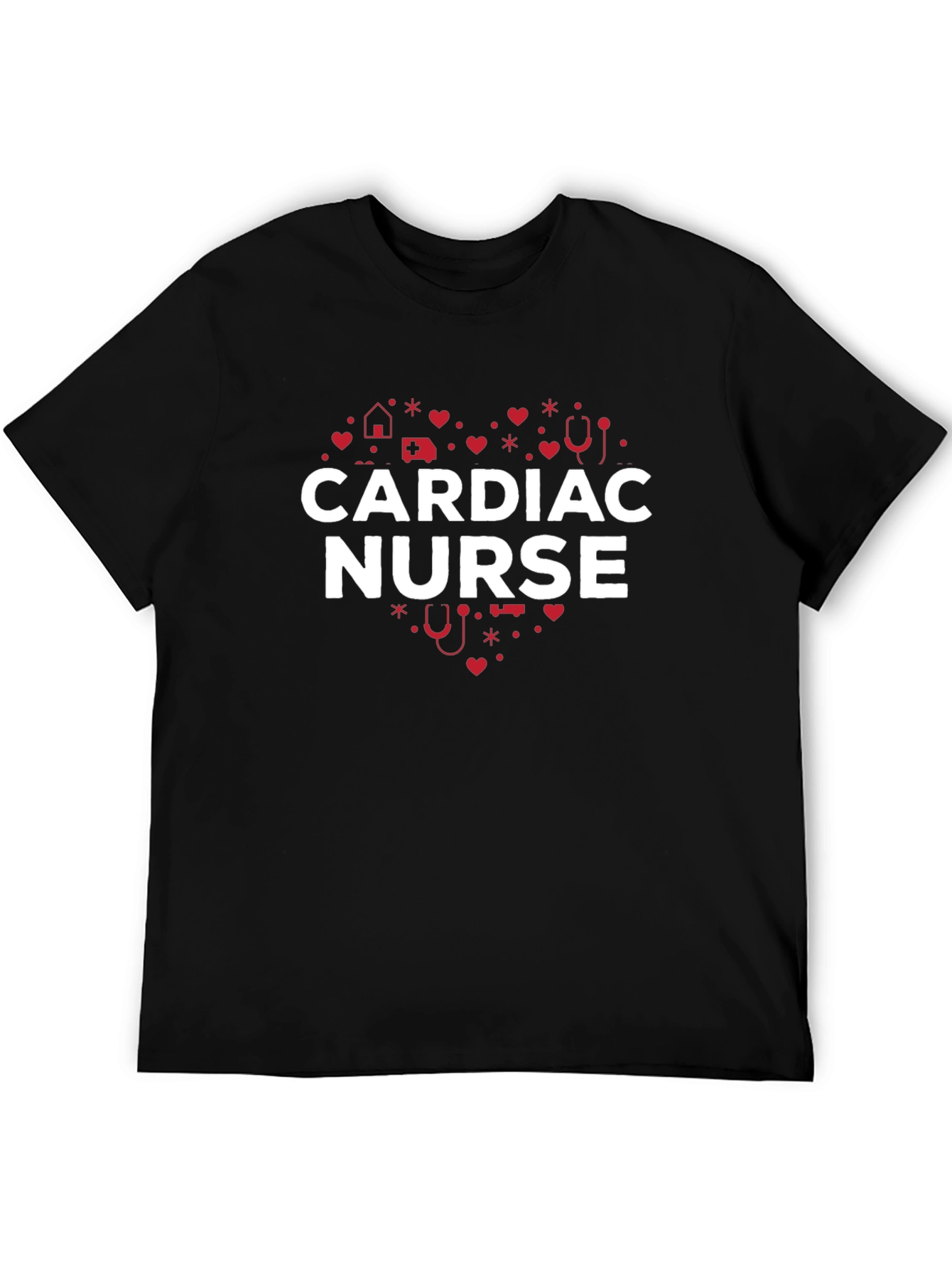 Cardiac Nurse Heart Graphic T-Shirt - Black
