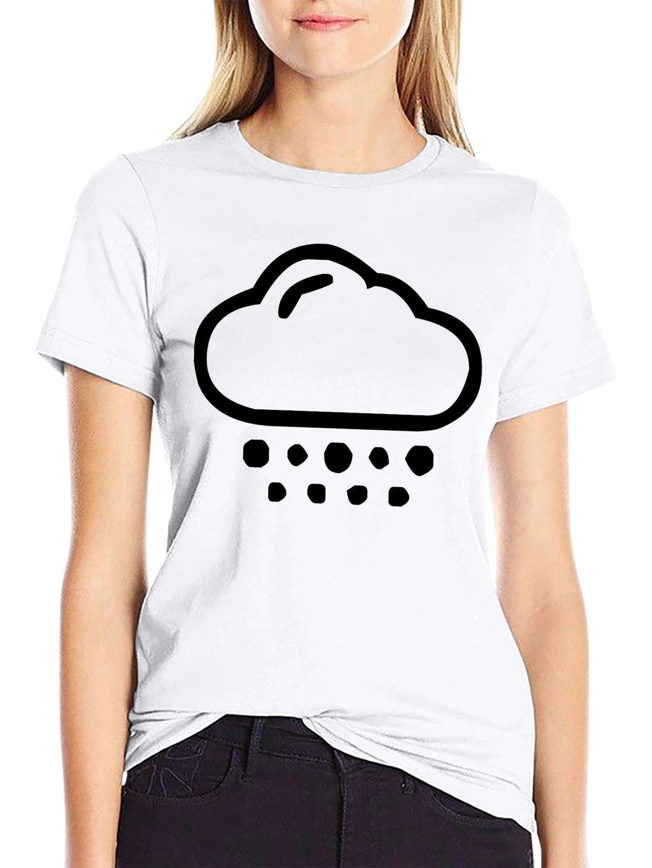 Rain Cloud Graphic Tee - Black Cotton T-Shirt