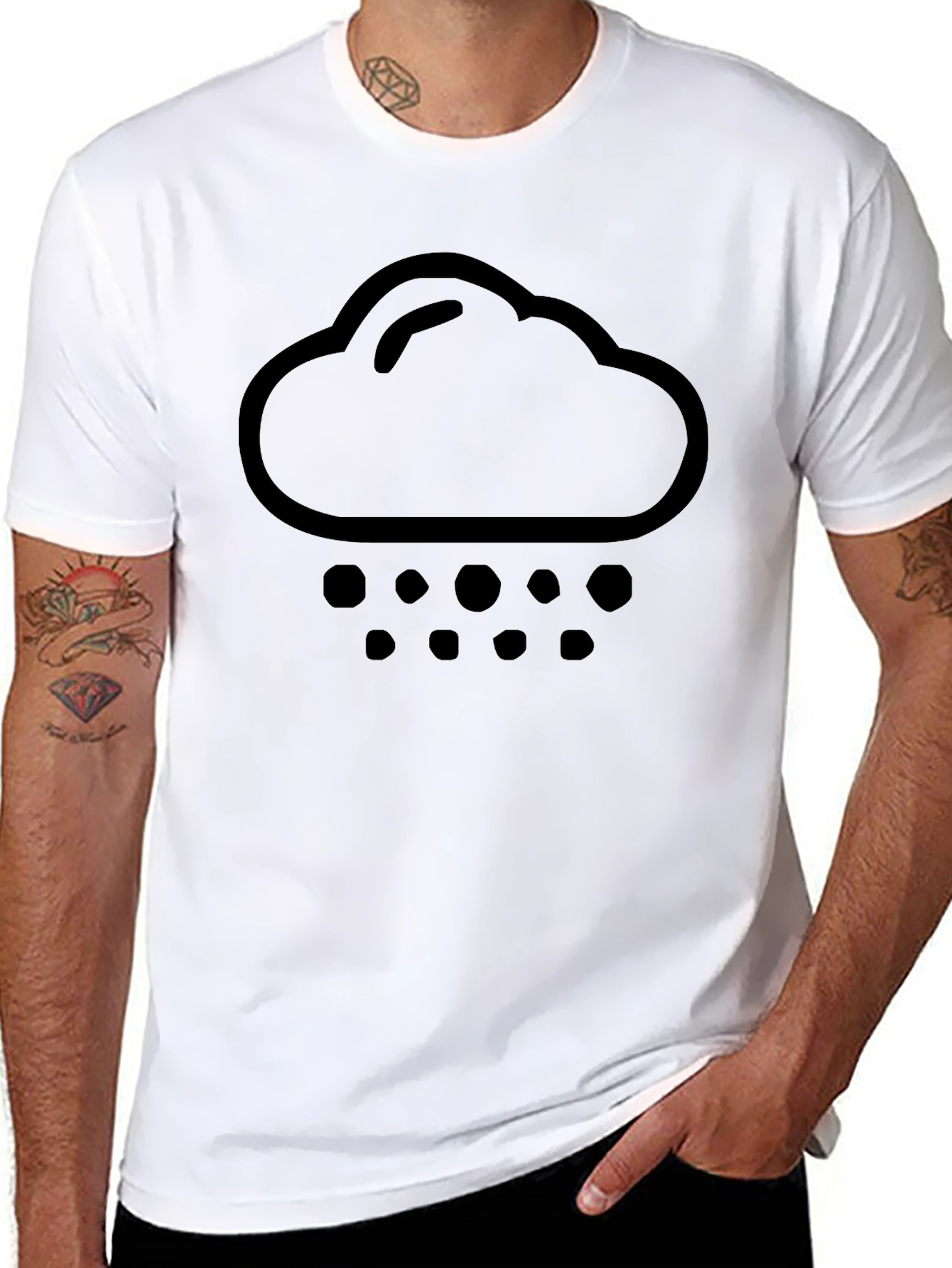 Rain Cloud Graphic Tee - Black Cotton T-Shirt