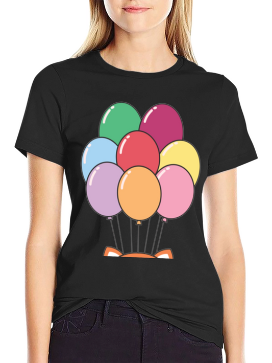 Balloon Fox Graphic Tee - Fun Novelty Shirt