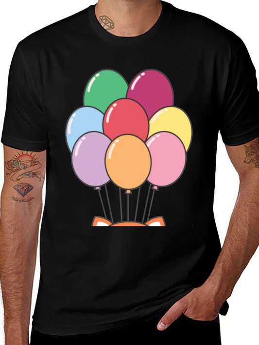 Balloon Fox Graphic Tee - Fun Novelty Shirt