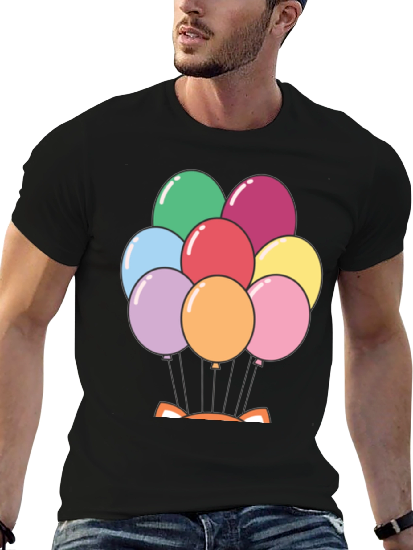 Balloon Fox Graphic Tee - Fun Novelty Shirt