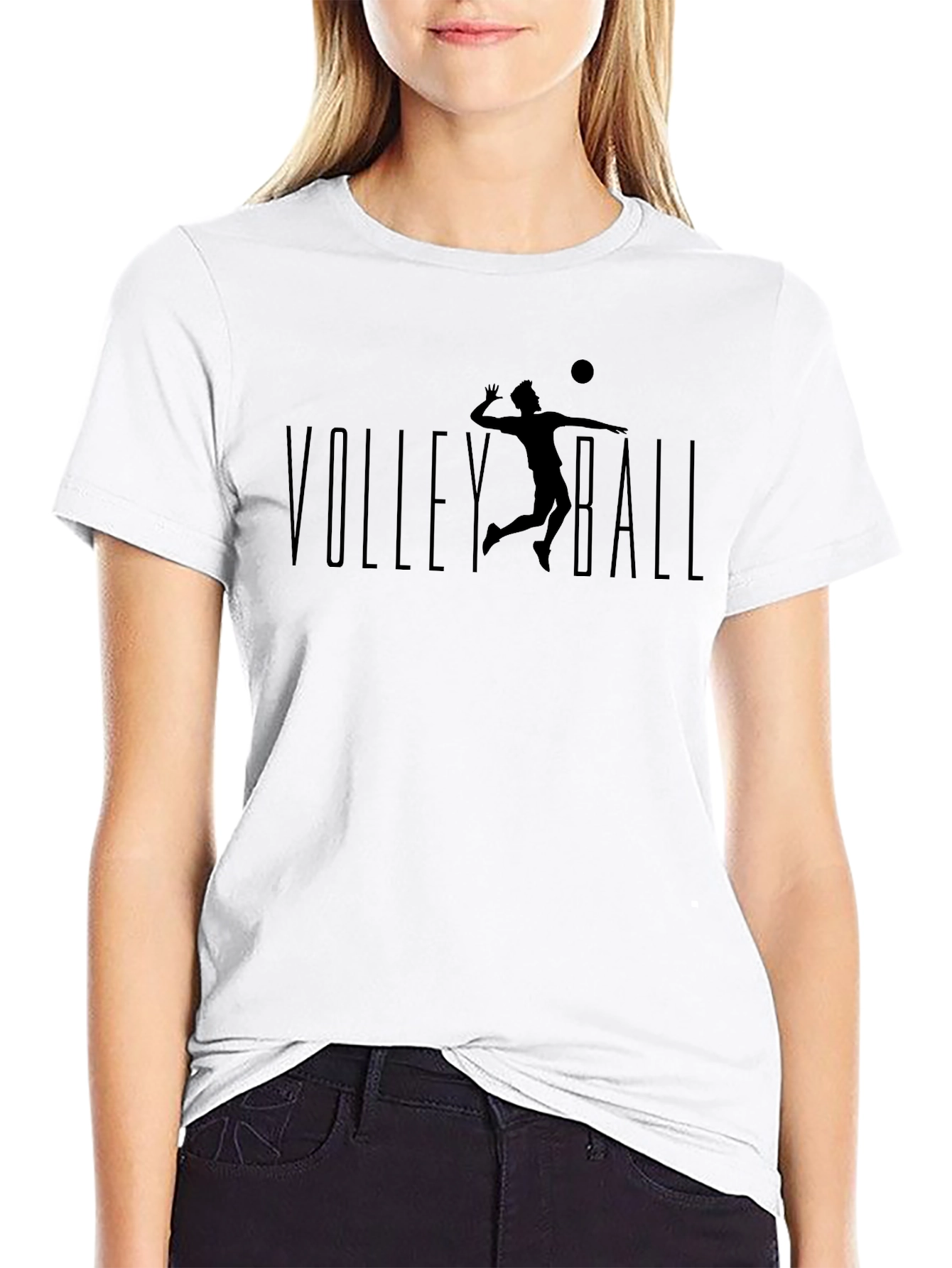 Volleyball Player Graphic T-Shirt - Black