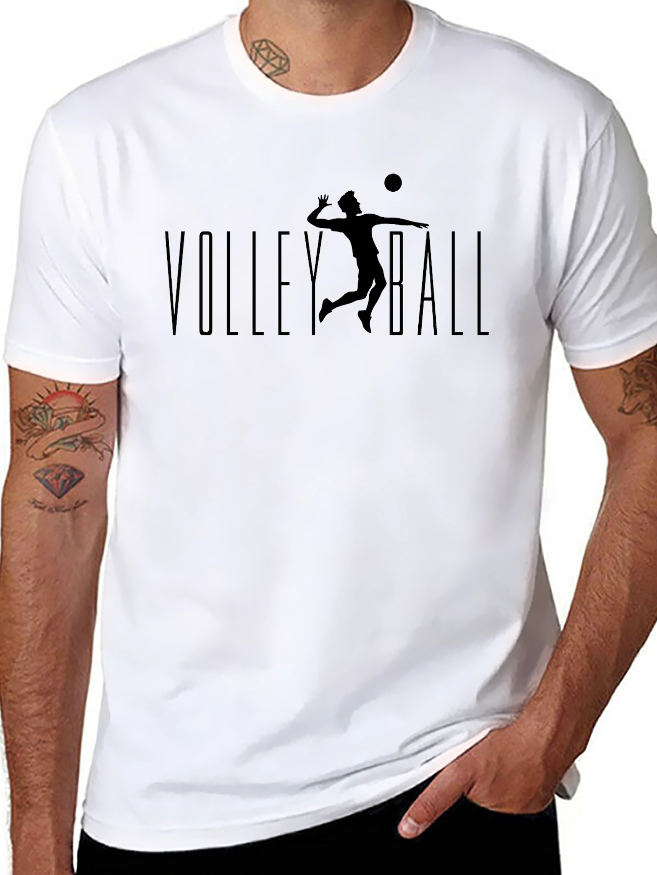 Volleyball Player Graphic T-Shirt - Black