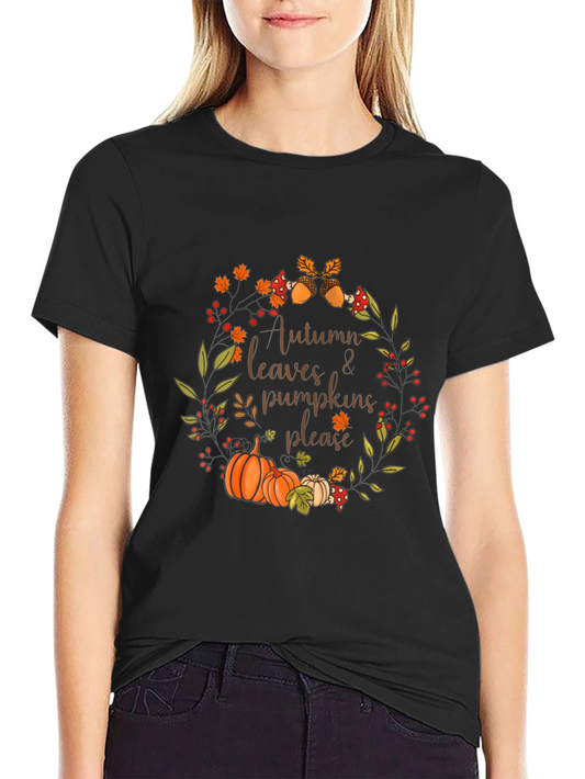 Autumn Leaves & Pumpkins T-Shirt