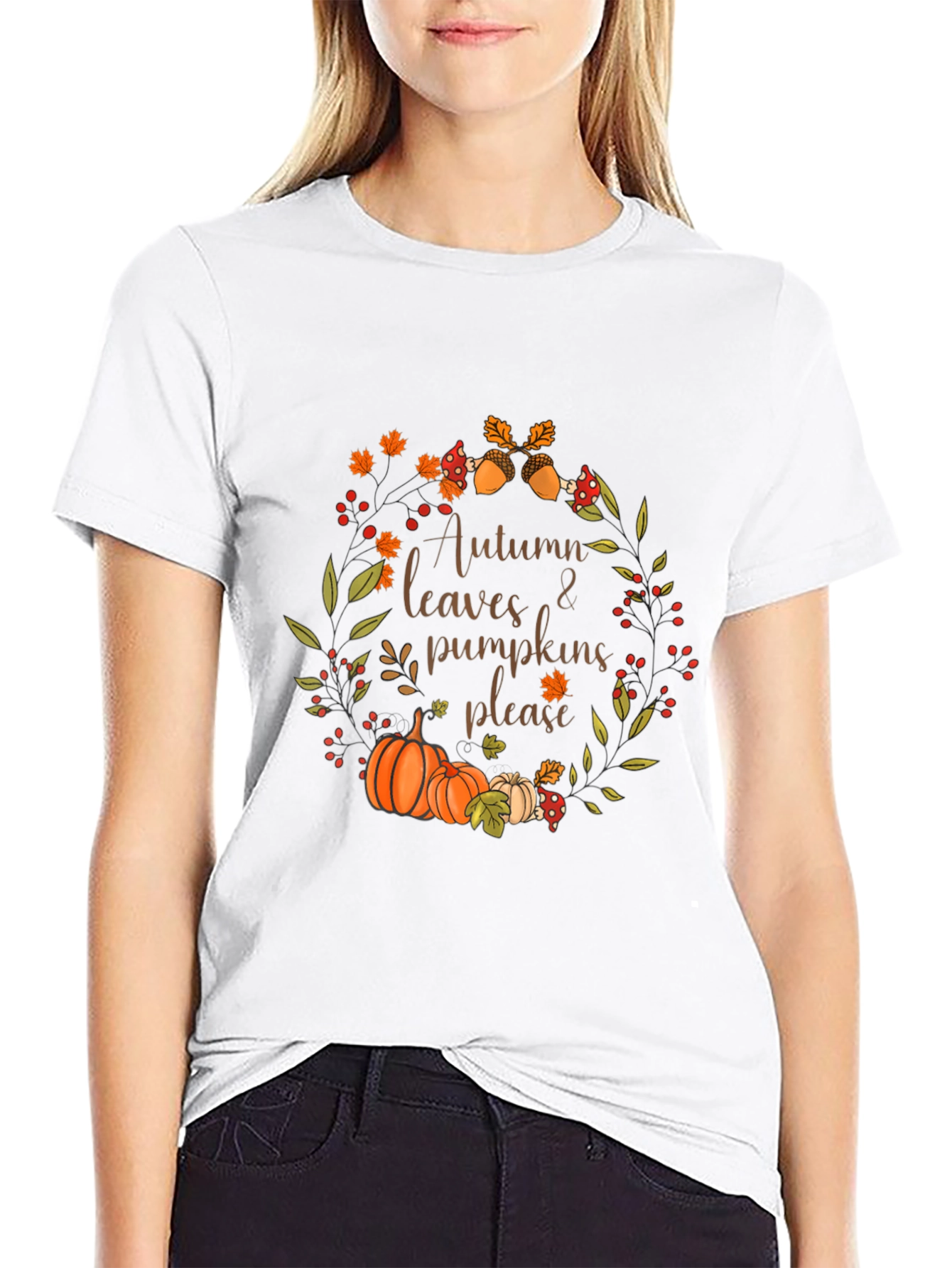 Autumn Leaves & Pumpkins T-Shirt