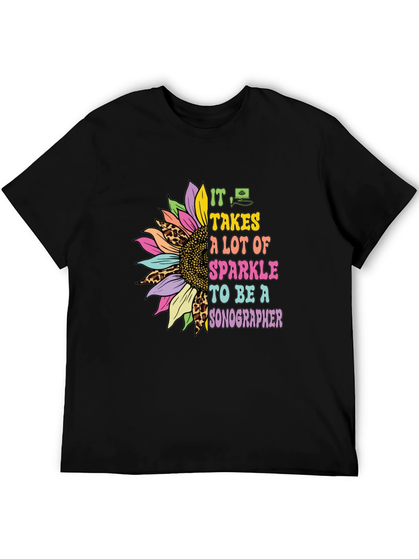 Sparkle Sonographer T-Shirt - Floral Design