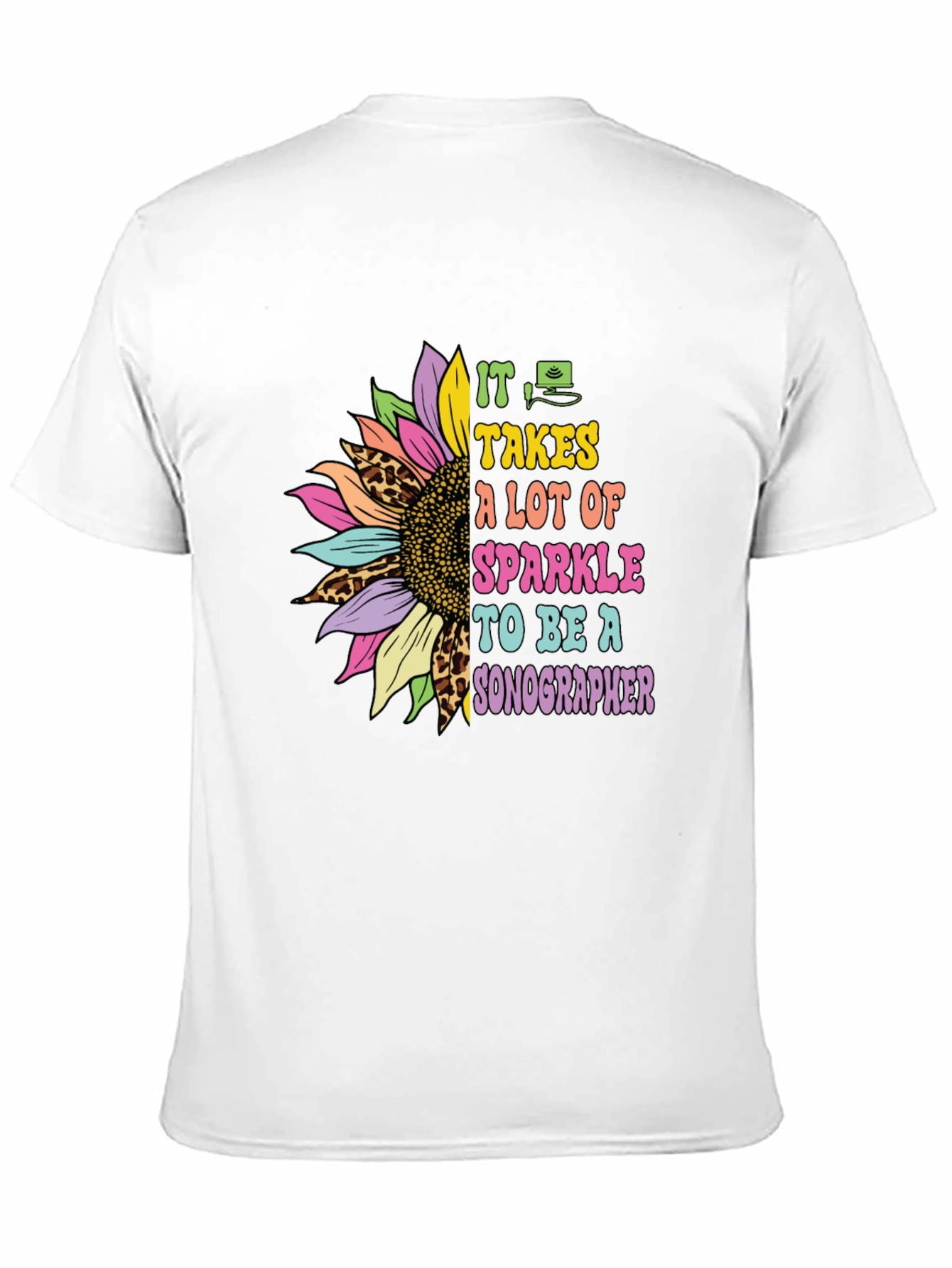 Sparkle Sonographer T-Shirt - Floral Design