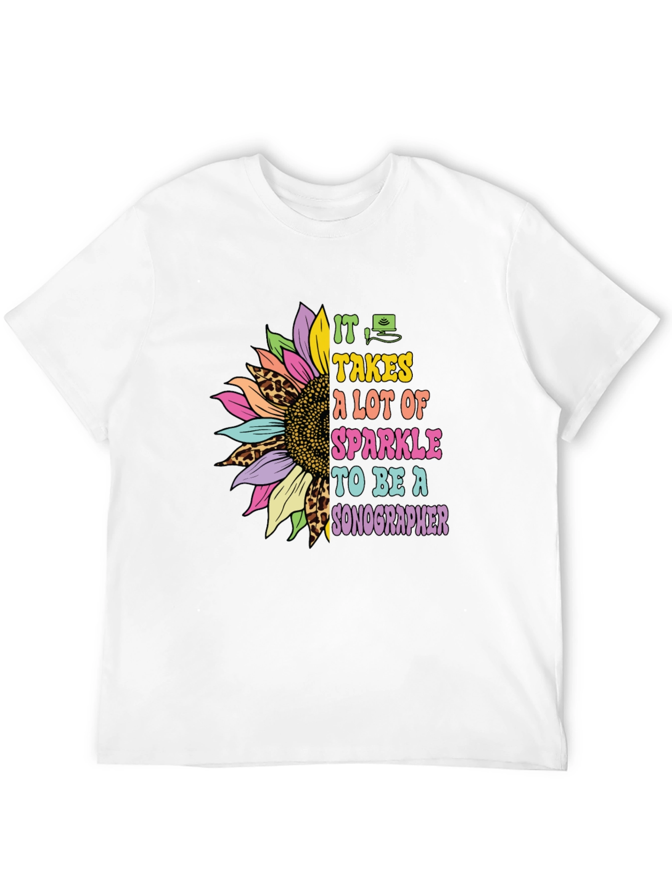 Sparkle Sonographer T-Shirt - Floral Design