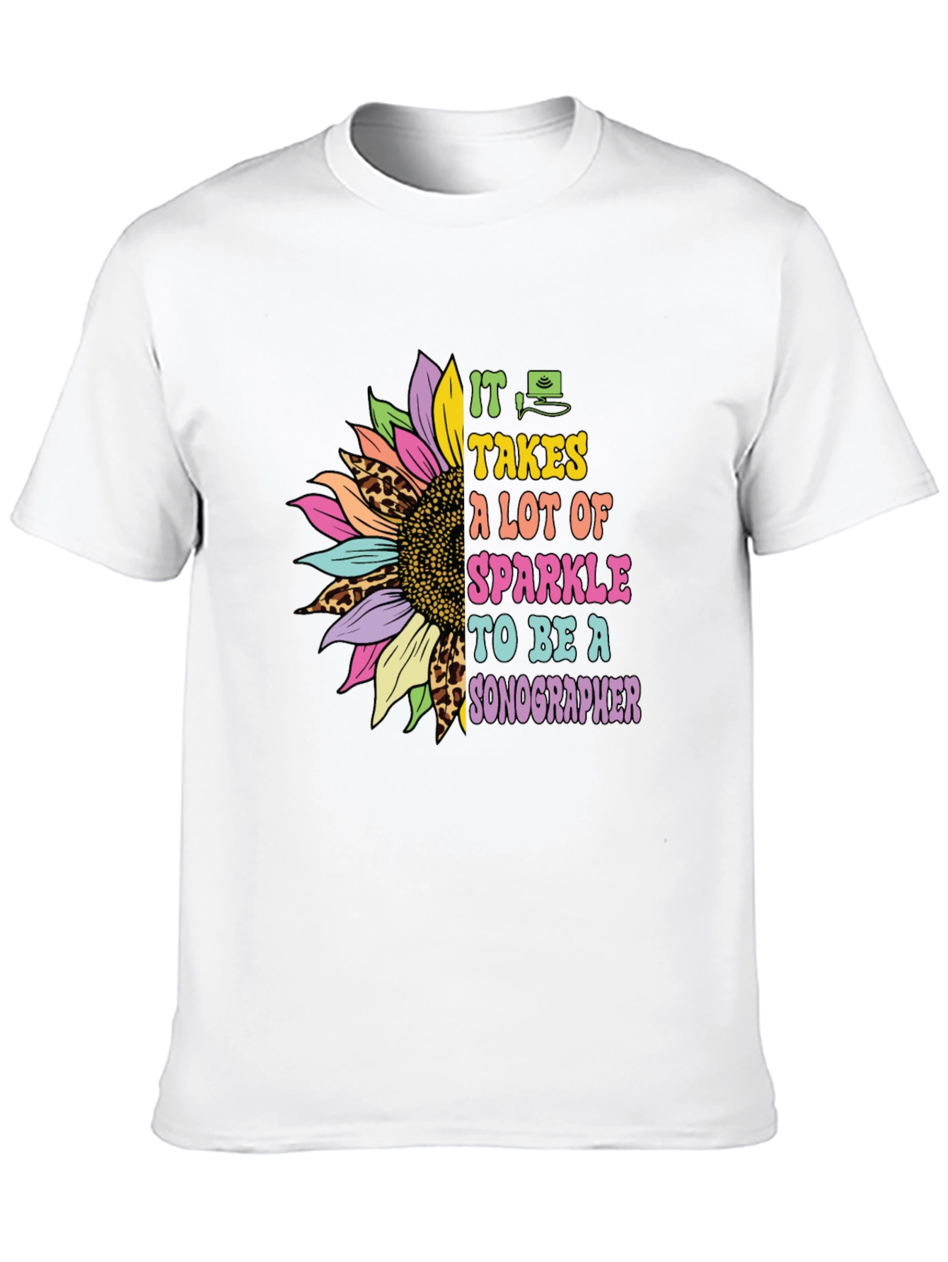 Sparkle Sonographer T-Shirt - Floral Design