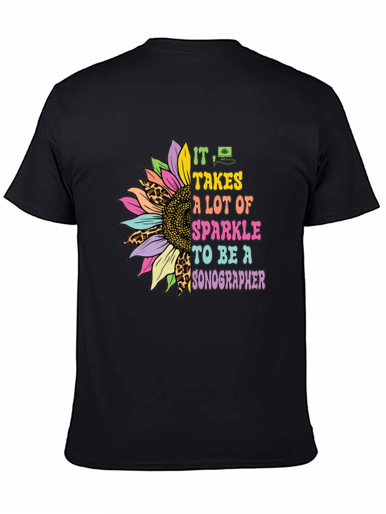 Sparkle Sonographer T-Shirt - Floral Design