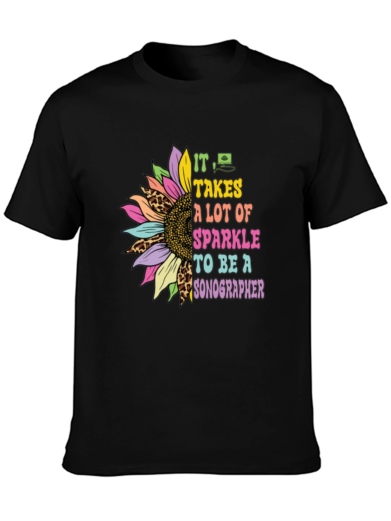 Sparkle Sonographer T-Shirt - Floral Design