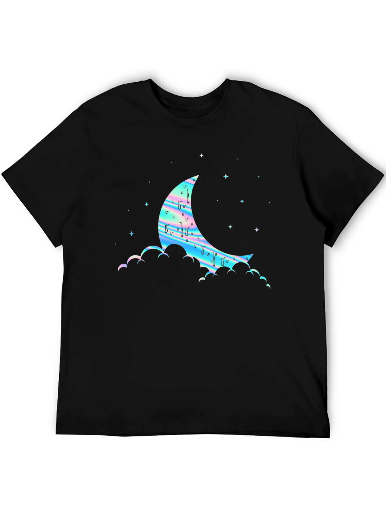 Dreamy Moon Graphic Tee - Black Cotton Blend
