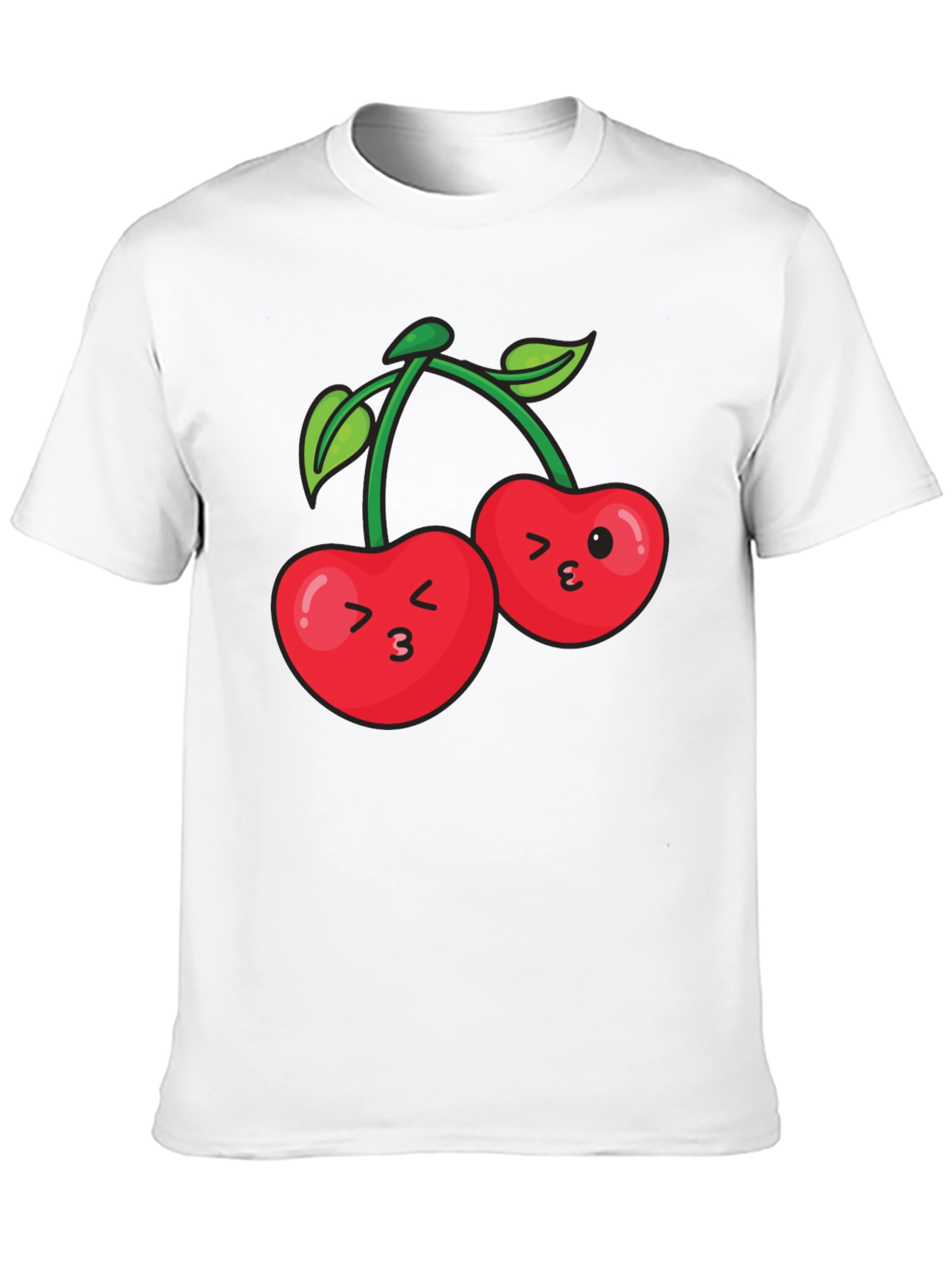 Cute Cherry Face Black T-Shirt