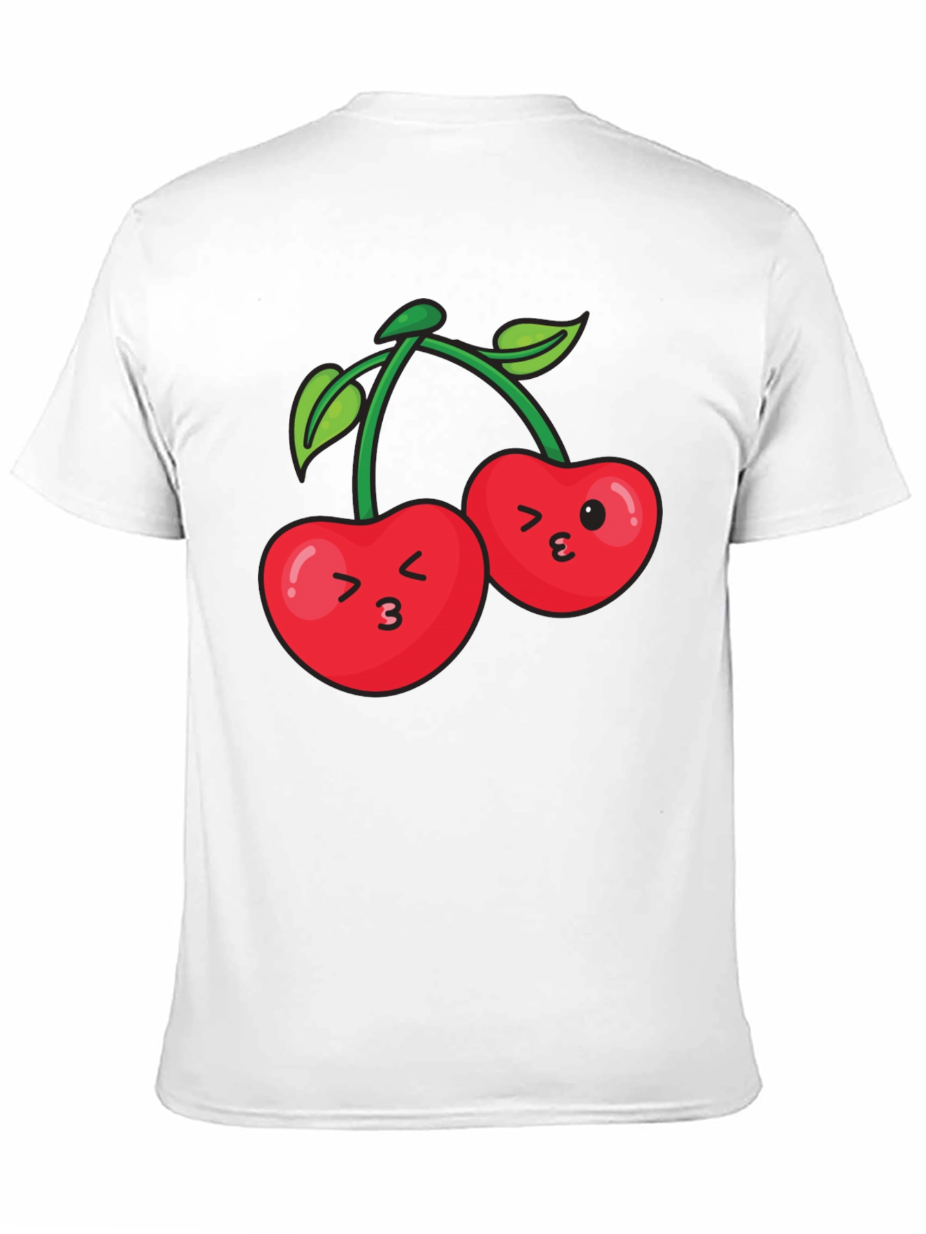 Cute Cherry Face Black T-Shirt