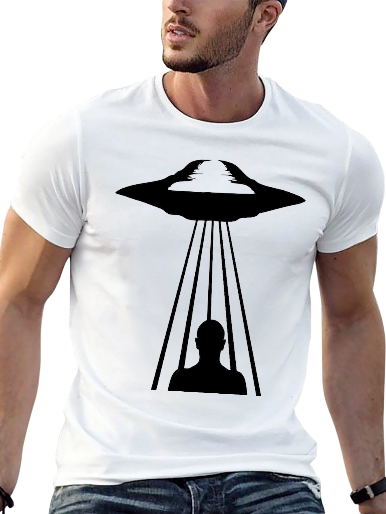 UFO Abduction Graphic T-Shirt - Black