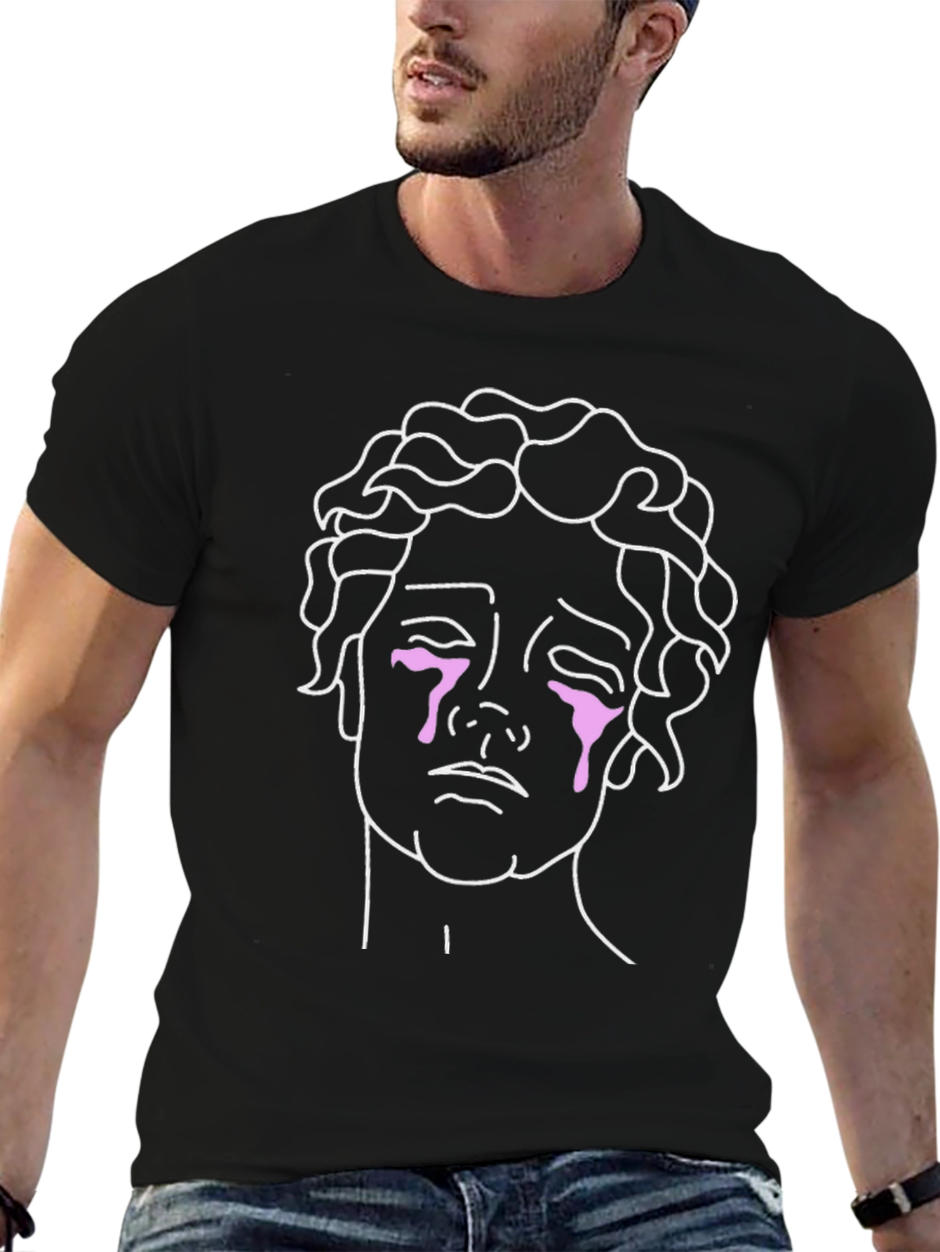 Crying Statue Graphic Tee - Black