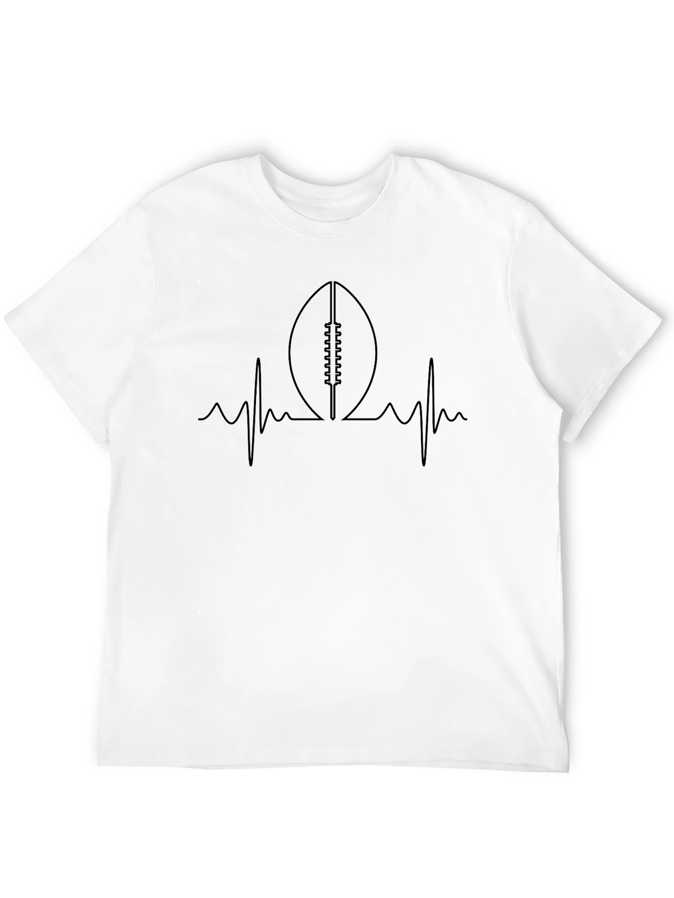 Football Heartbeat T-Shirt - Black