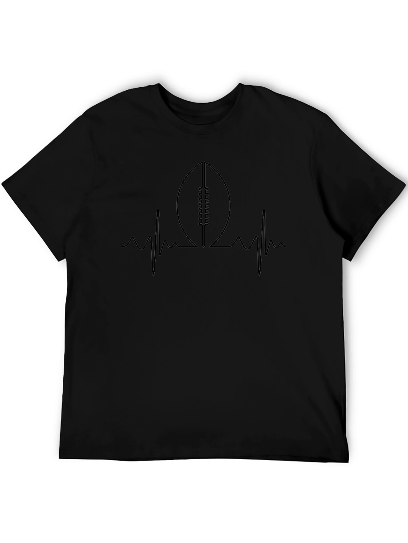 Football Heartbeat T-Shirt - Black