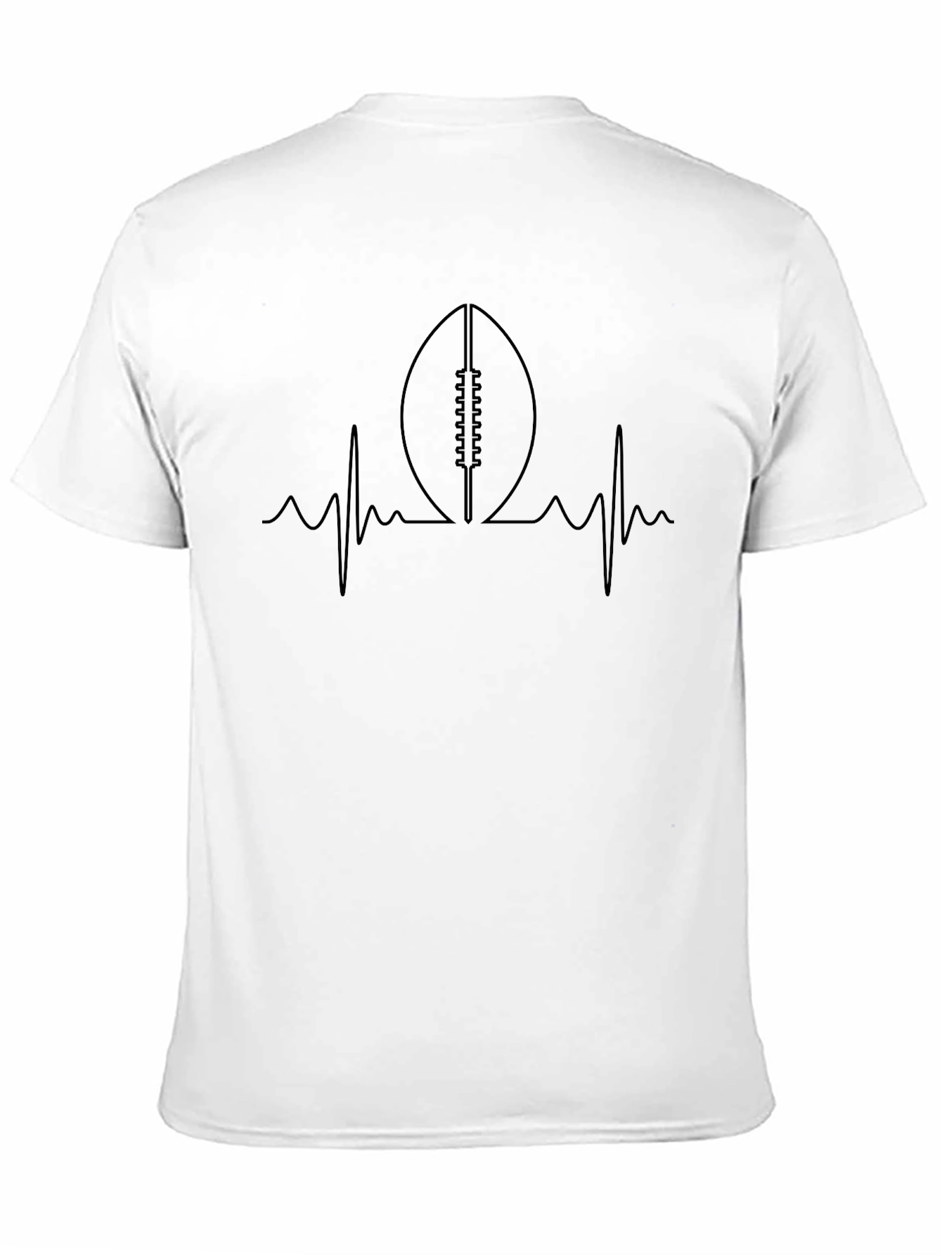 Football Heartbeat T-Shirt - Black