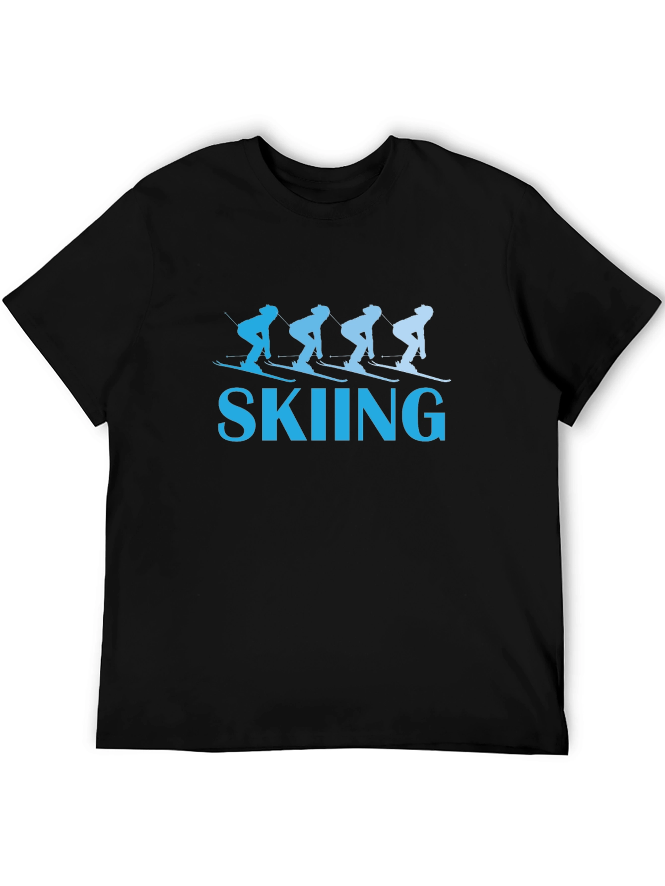 Skiing Graphic Tee - Black Cotton T-Shirt