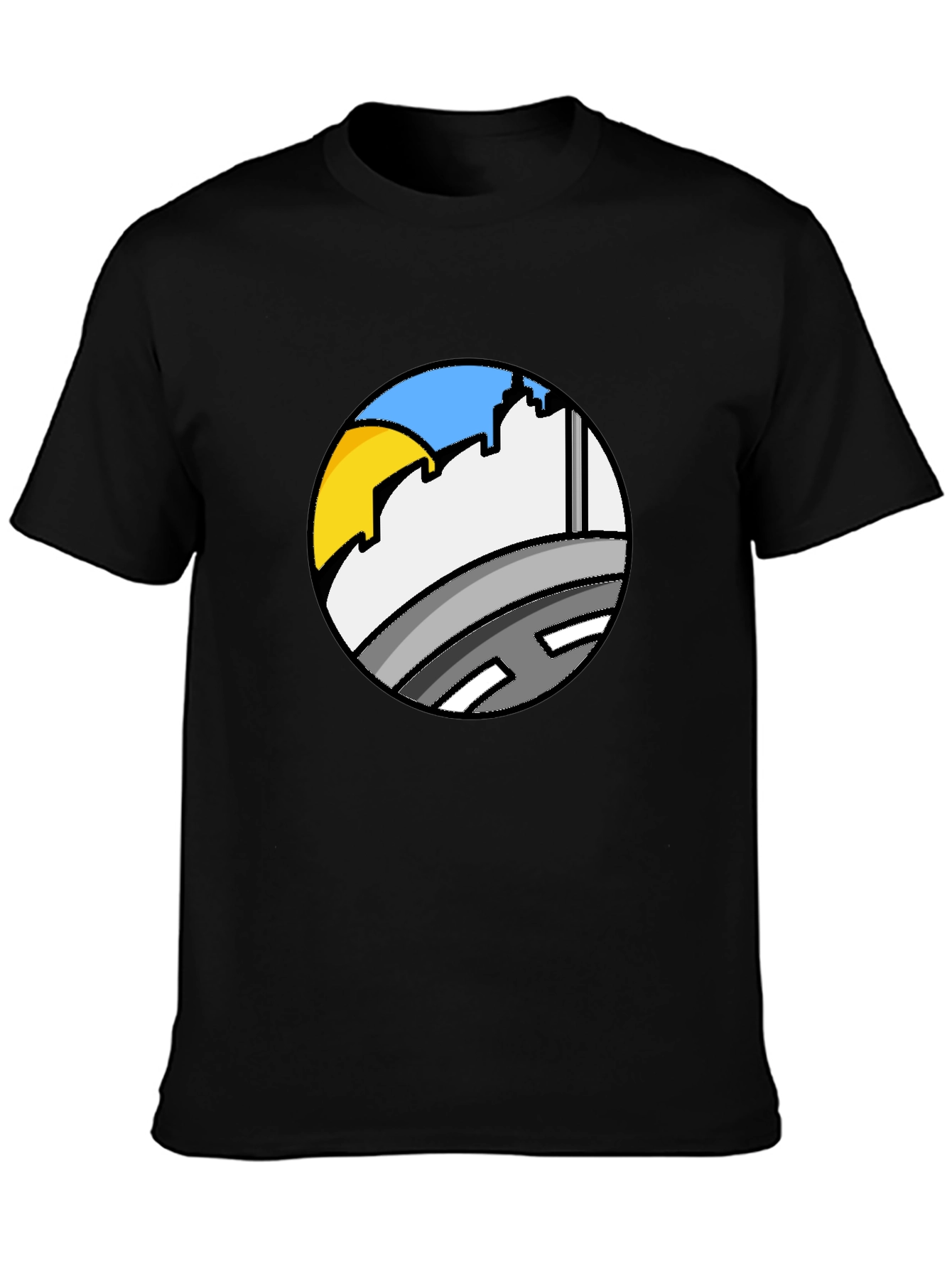 Cityscape Circle Tee - Urban Style Black T-Shirt