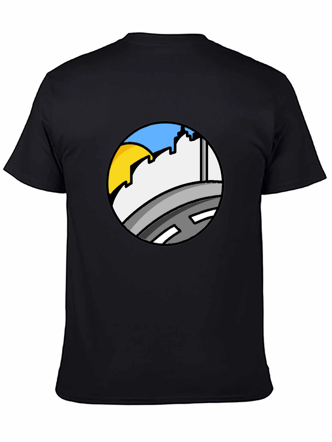 Cityscape Circle Tee - Urban Style Black T-Shirt