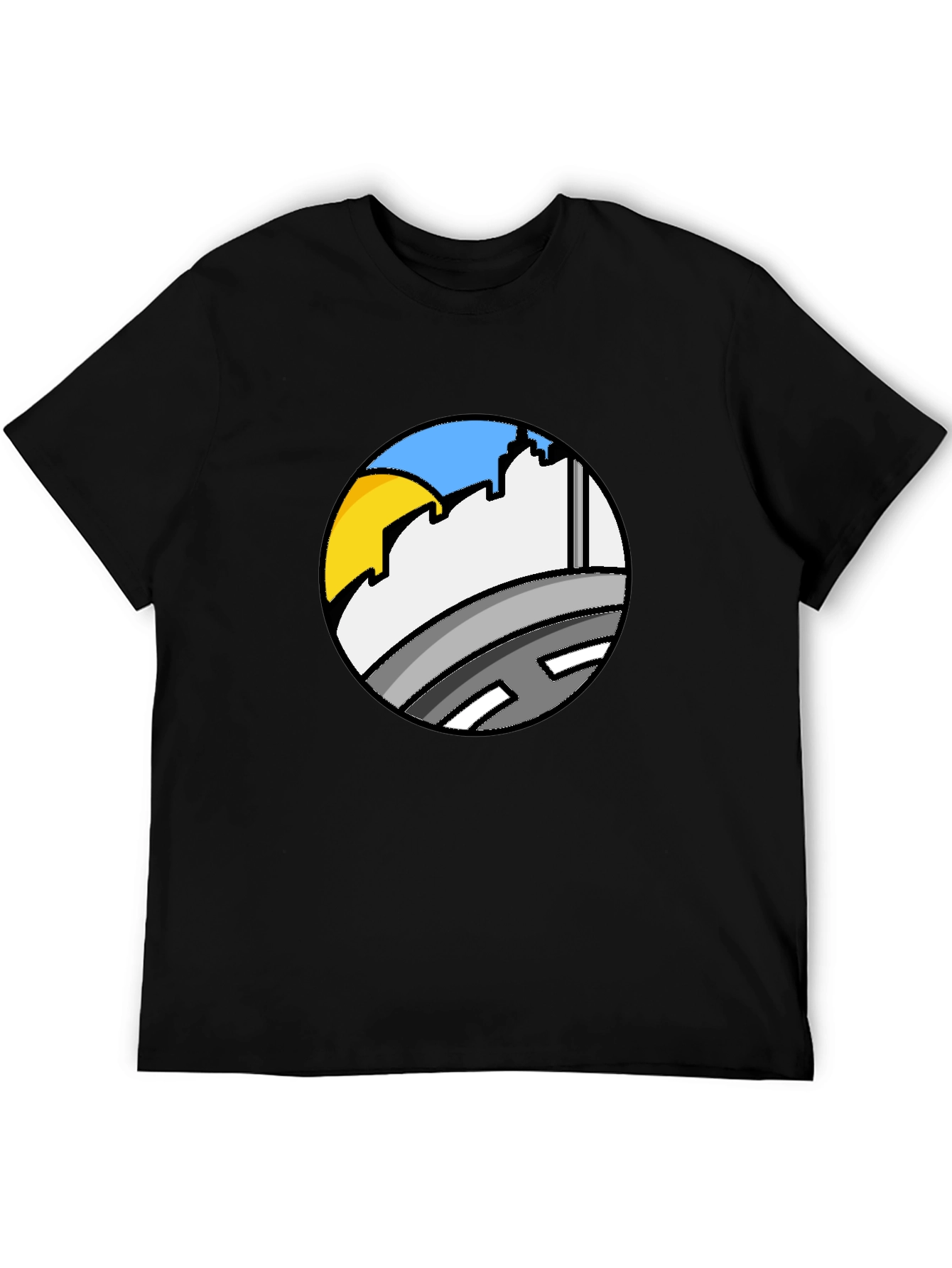 Cityscape Circle Tee - Urban Style Black T-Shirt
