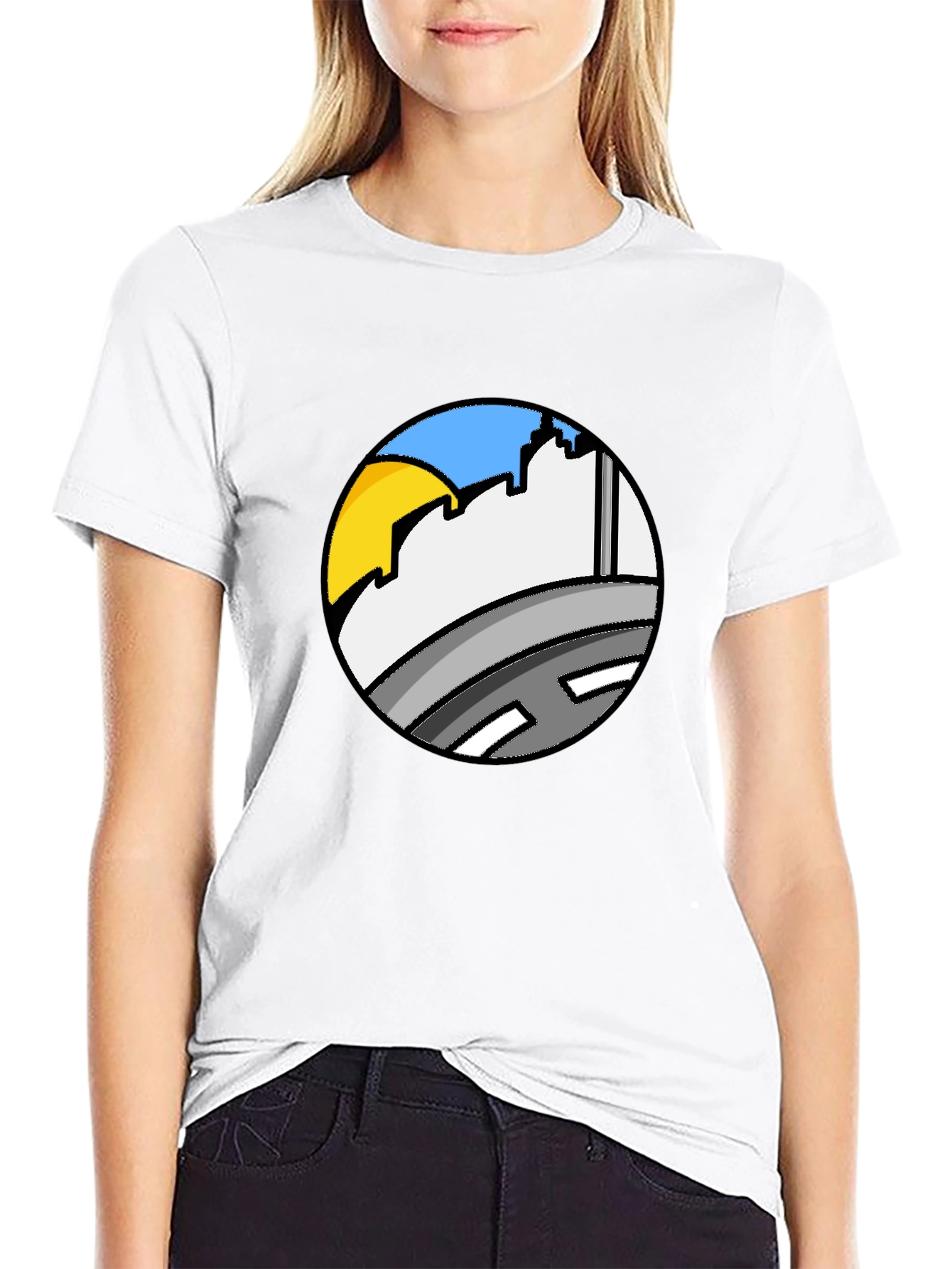 Cityscape Circle Tee - Urban Style Black T-Shirt