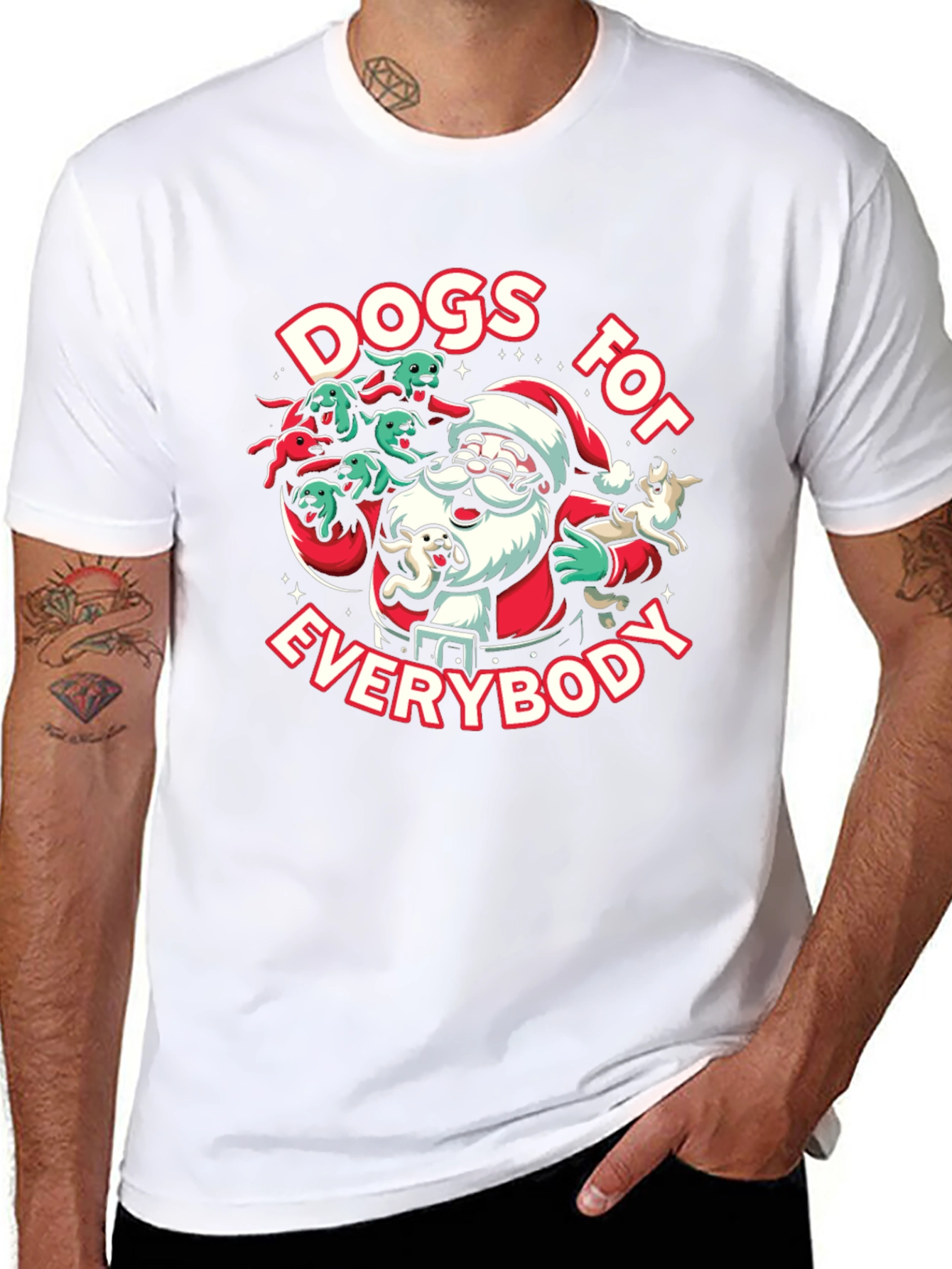 Dogs for Everybody Santa Graphic T-Shirt