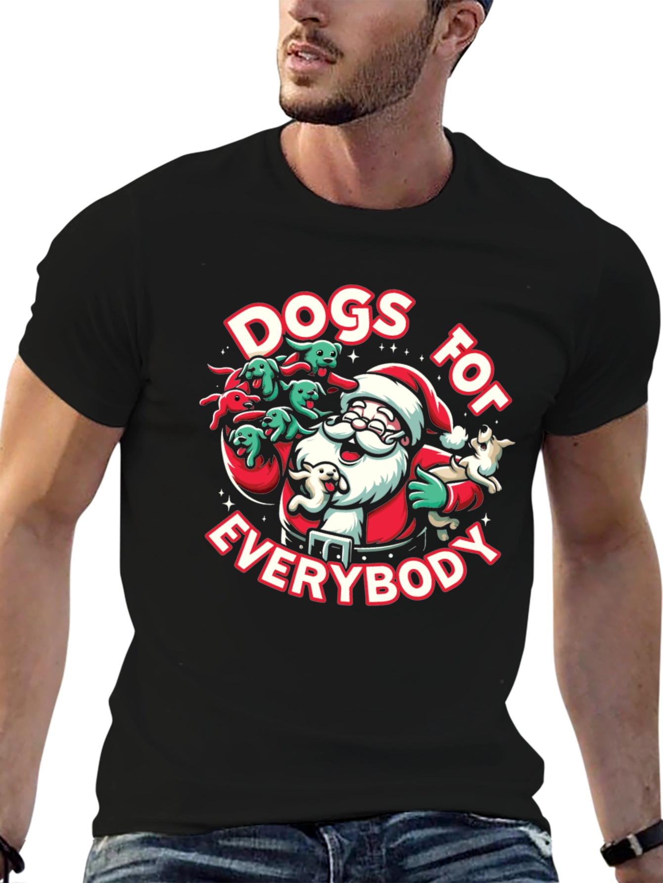 Dogs for Everybody Santa Graphic T-Shirt