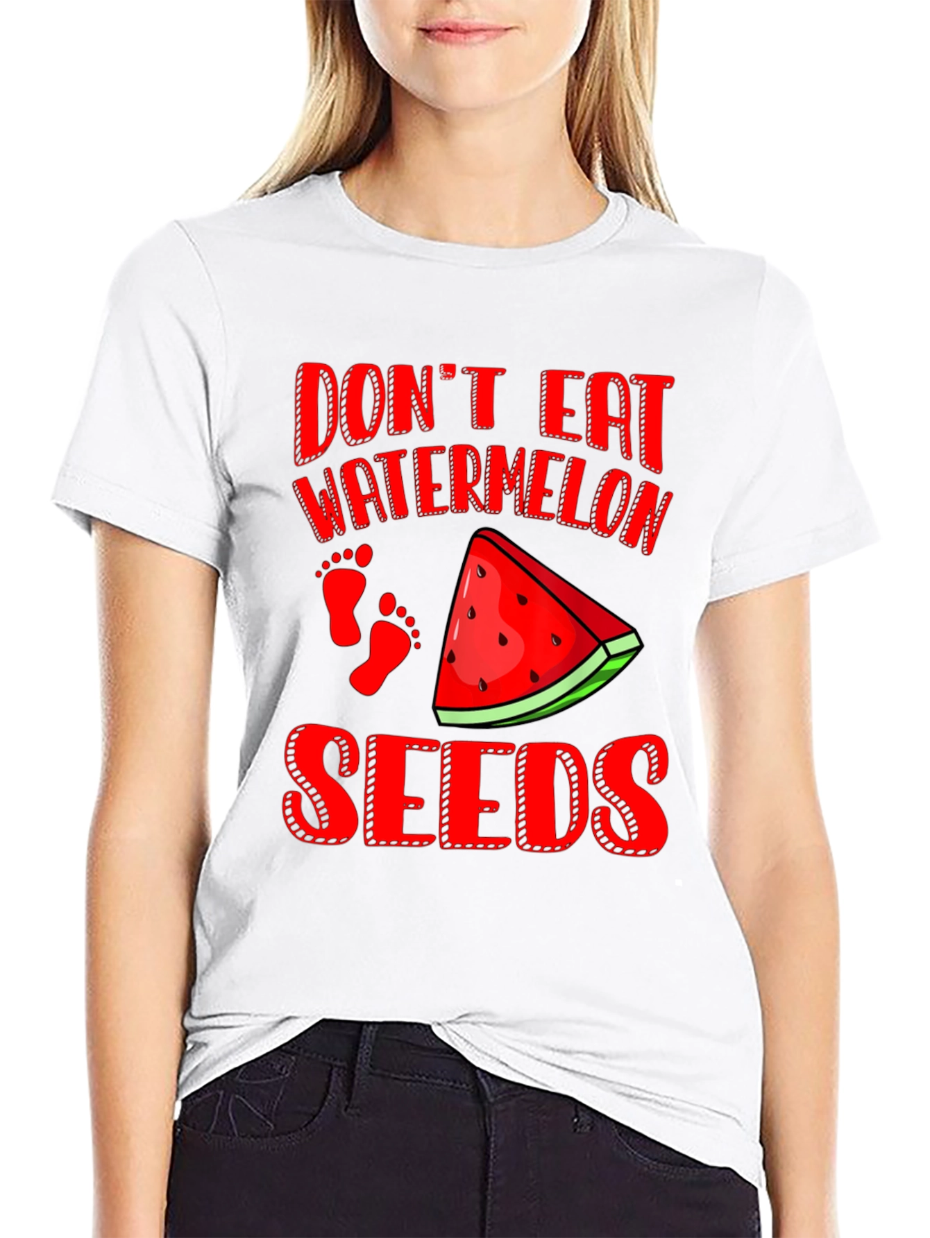 Dont Eat Watermelon Seeds Funny Pregnancy T-Shirt