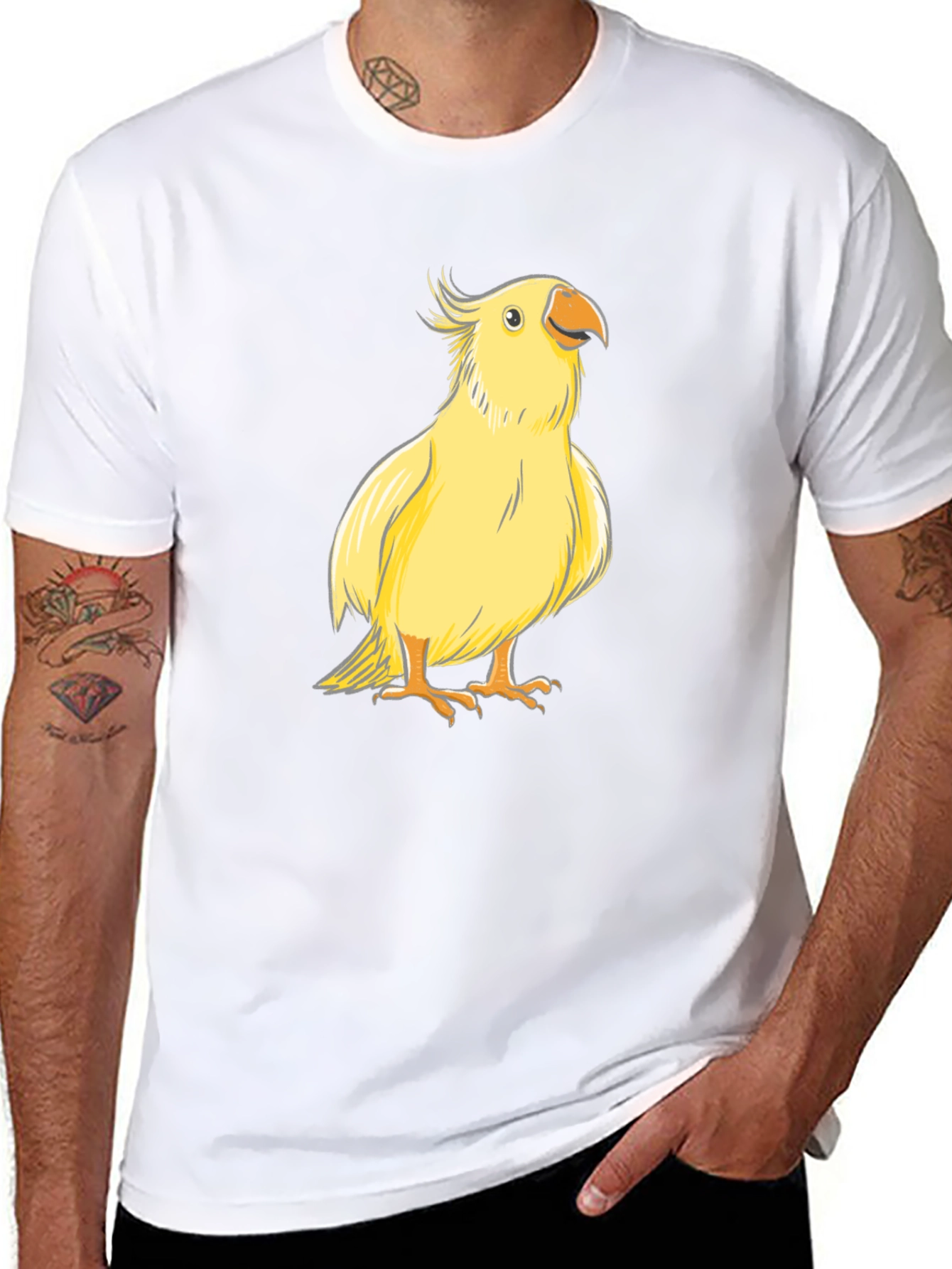 Yellow Bird Graphic Tee - Cute Parrot T-Shirt