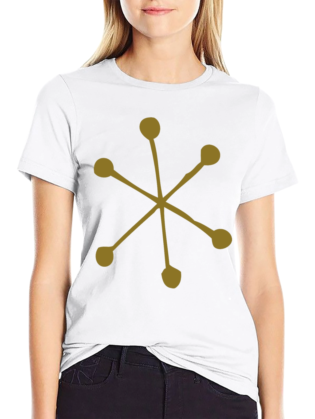 Abstract Starburst Graphic Tee - Black Cotton Casual