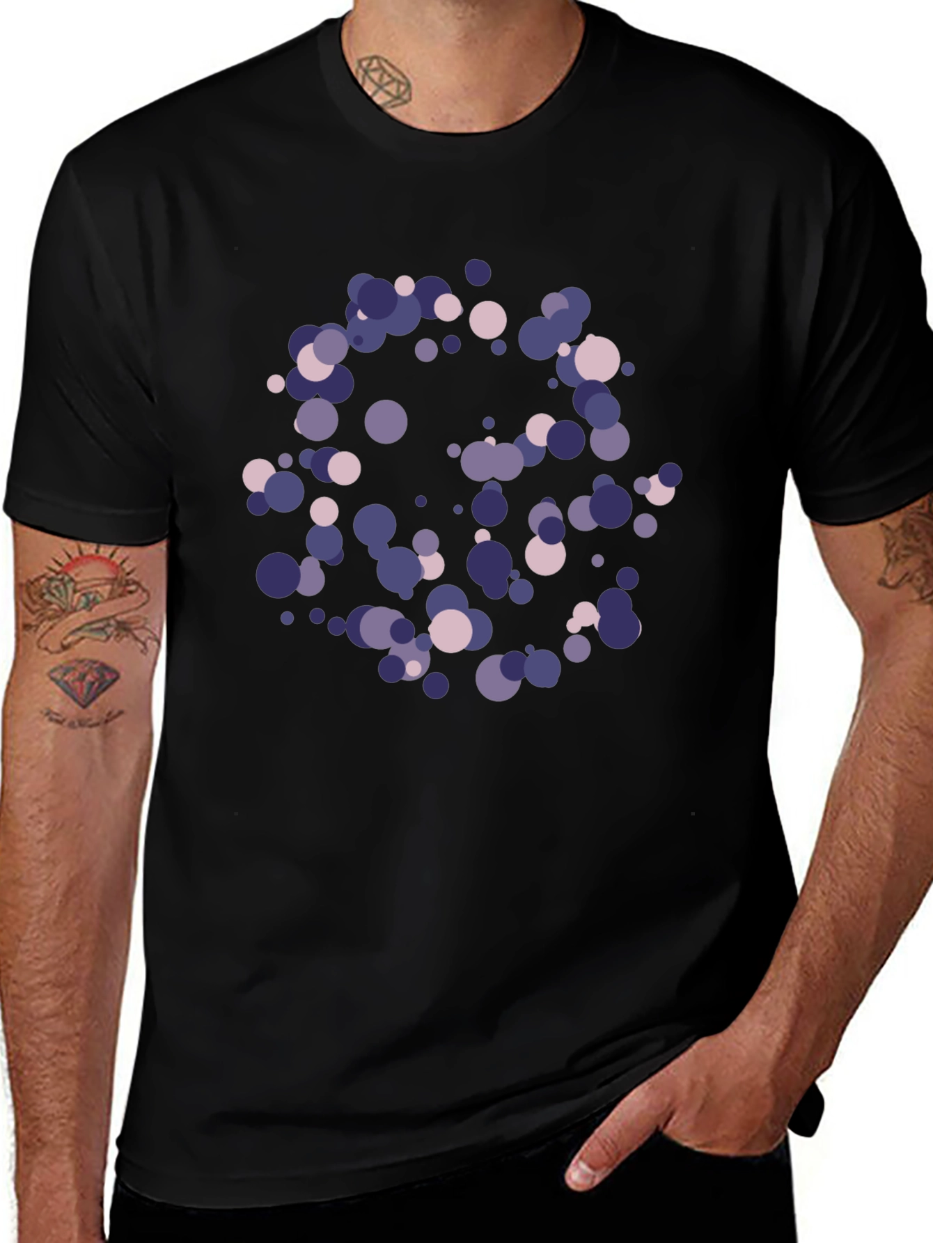 Abstract Polka Dot T-Shirt - Stylish Black Tee