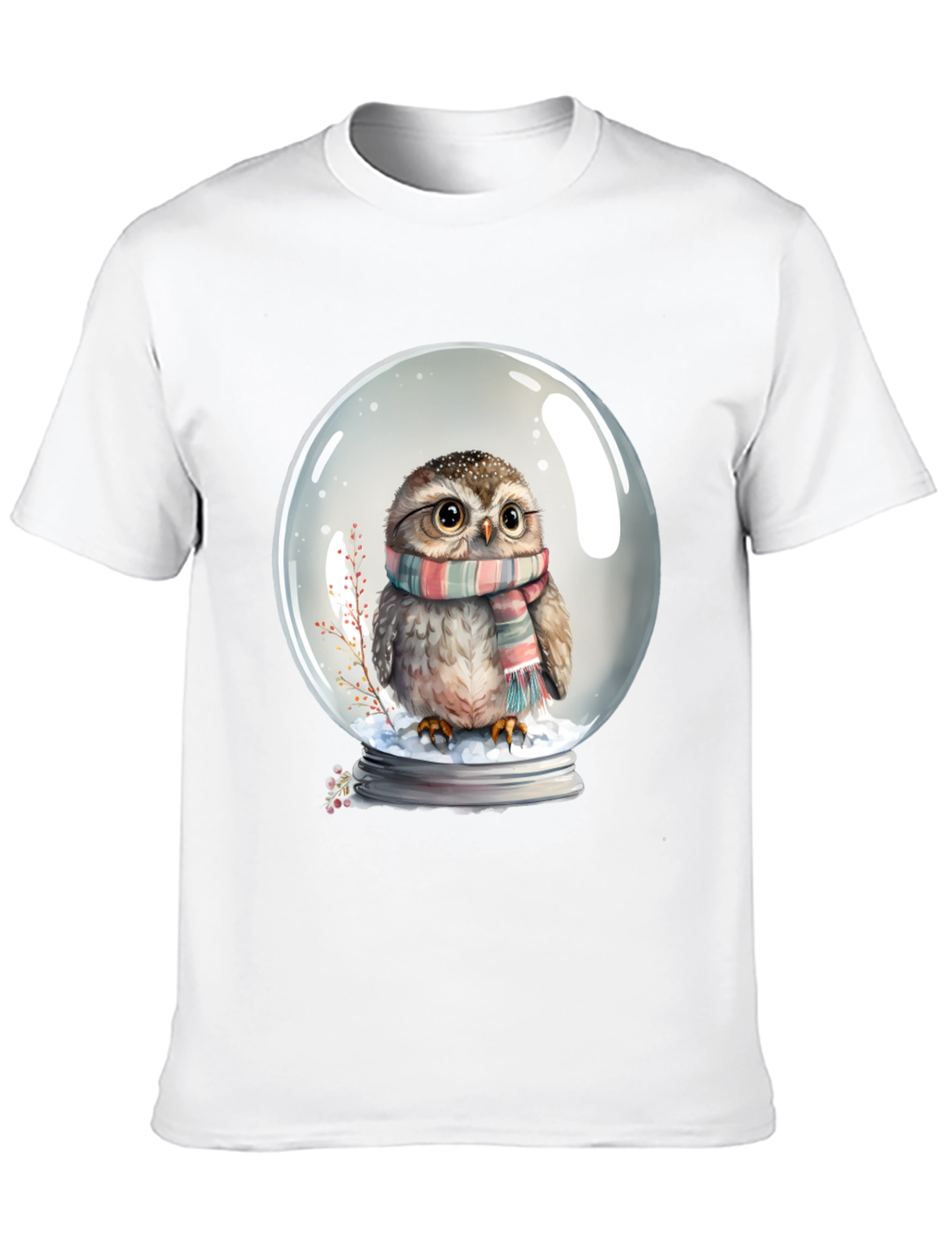 Snow Globe Owl Graphic Tee - Cute Winter T-Shirt