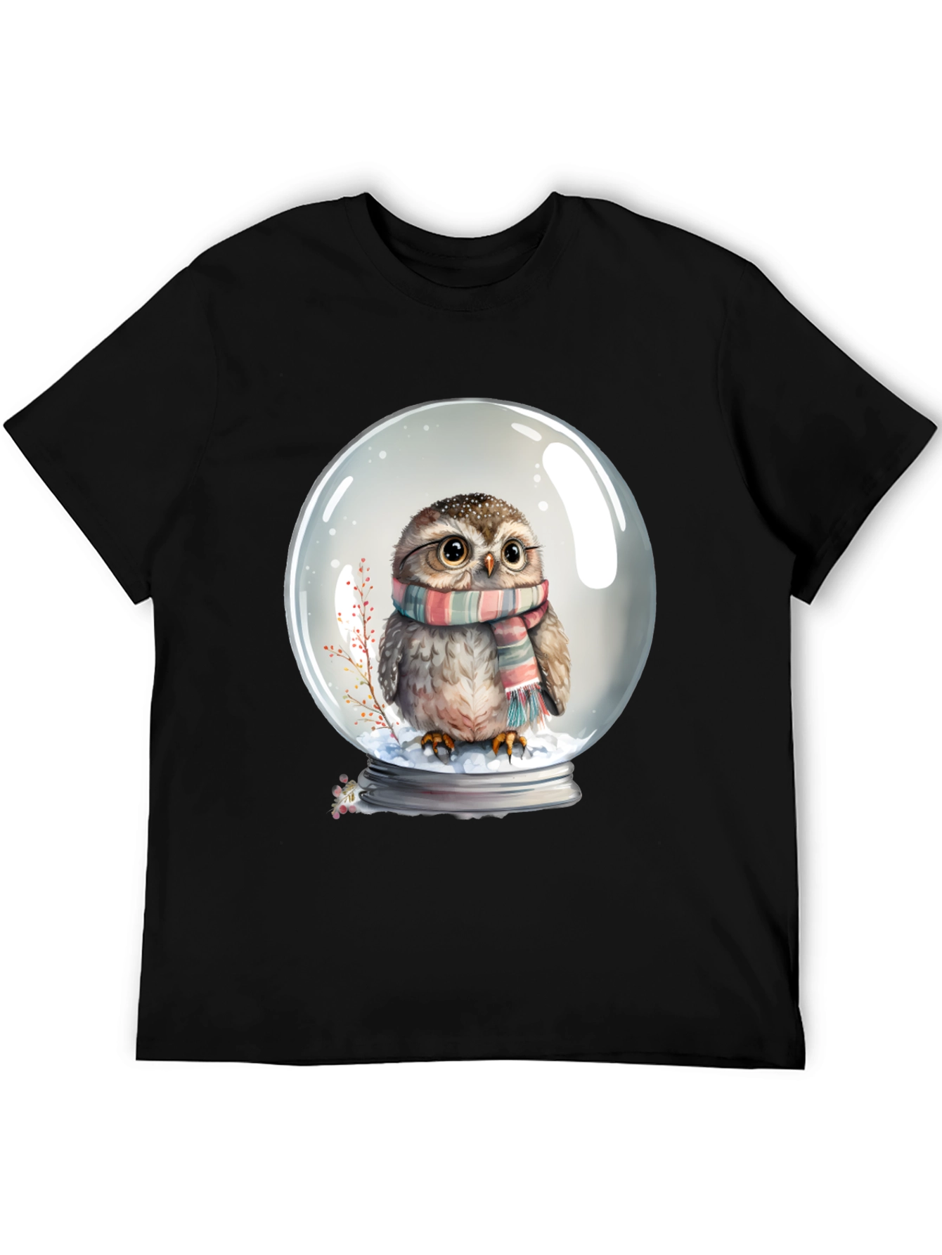 Snow Globe Owl Graphic Tee - Cute Winter T-Shirt