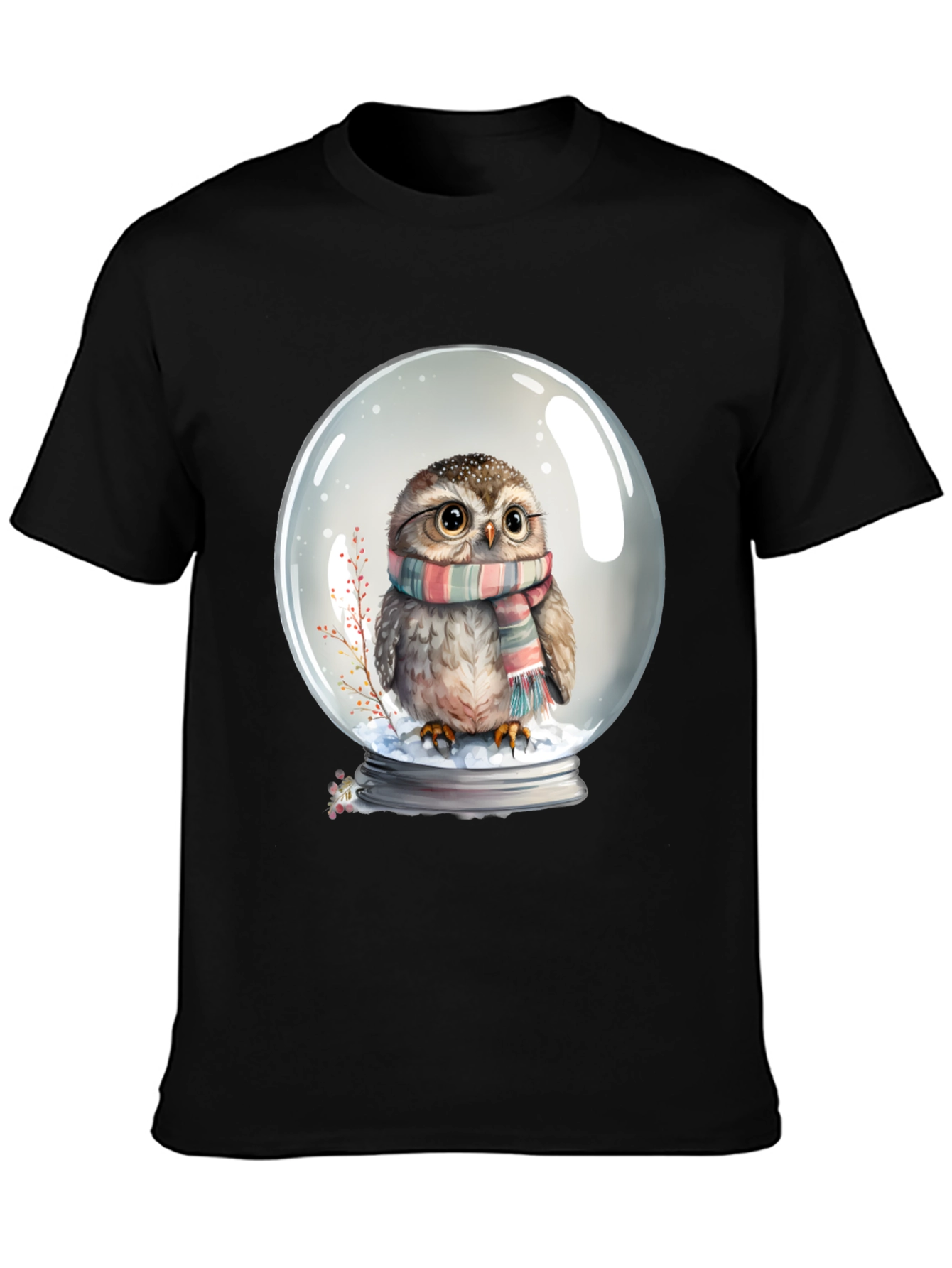 Snow Globe Owl Graphic Tee - Cute Winter T-Shirt
