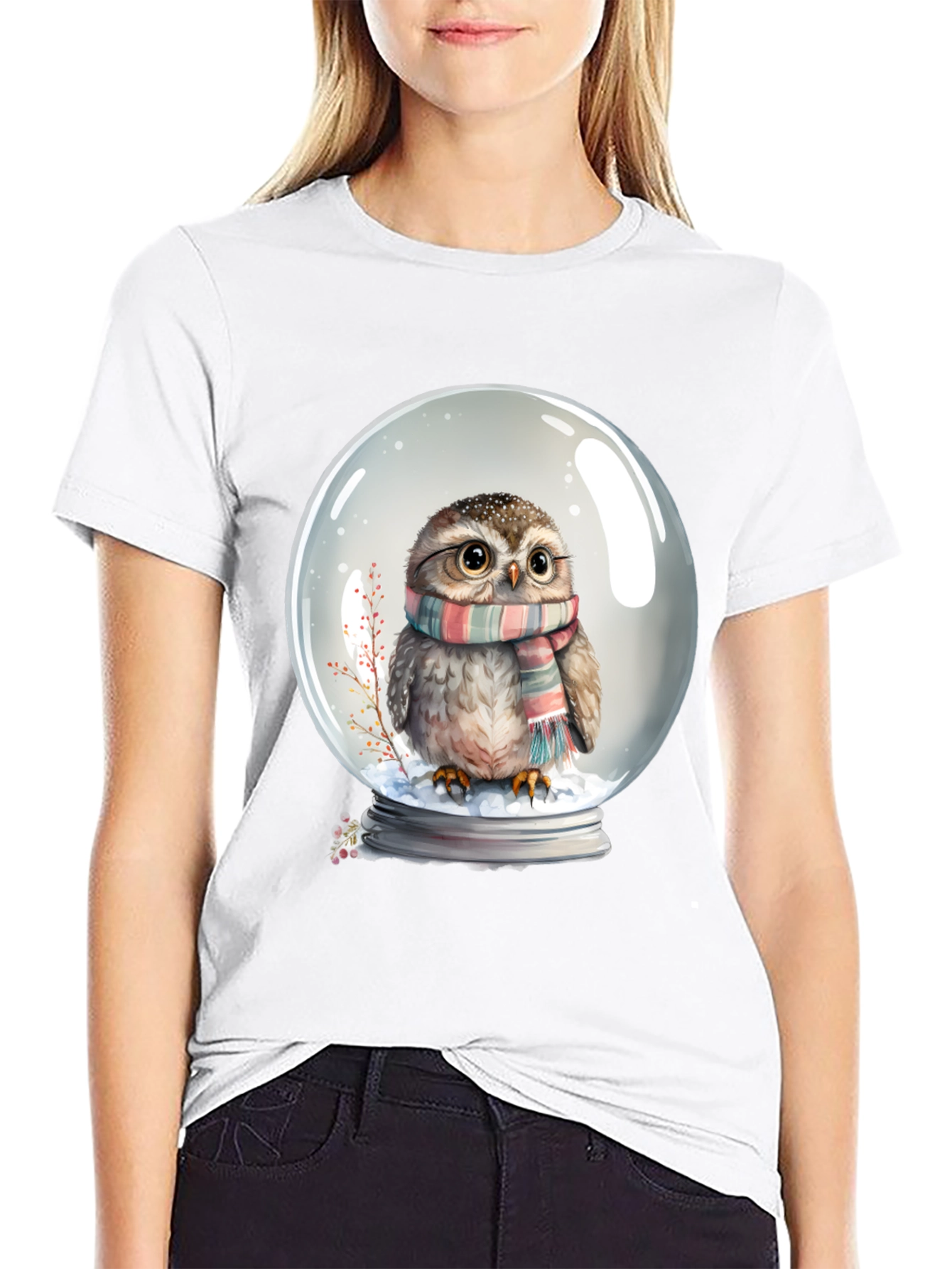 Snow Globe Owl Graphic Tee - Cute Winter T-Shirt