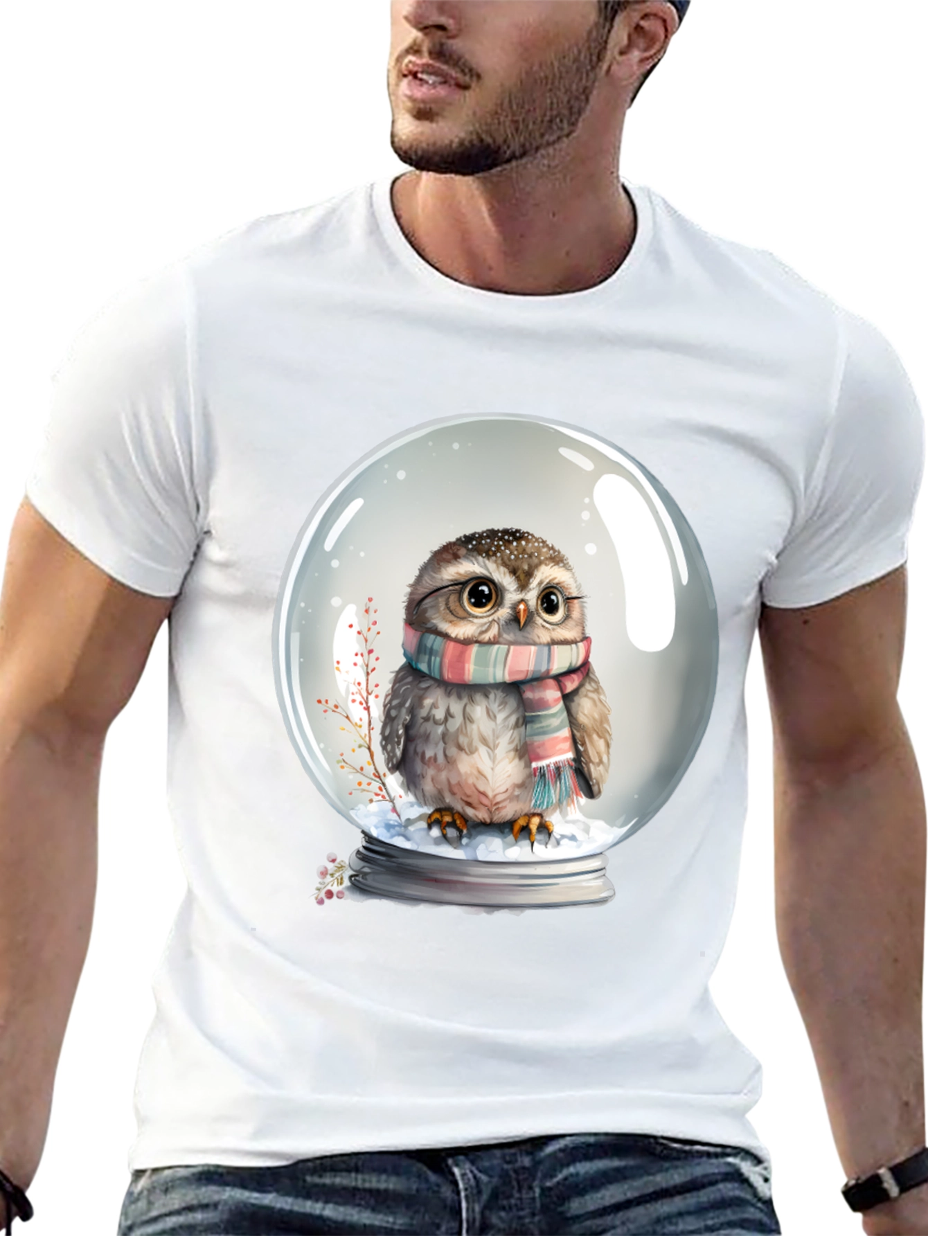 Snow Globe Owl Graphic Tee - Cute Winter T-Shirt